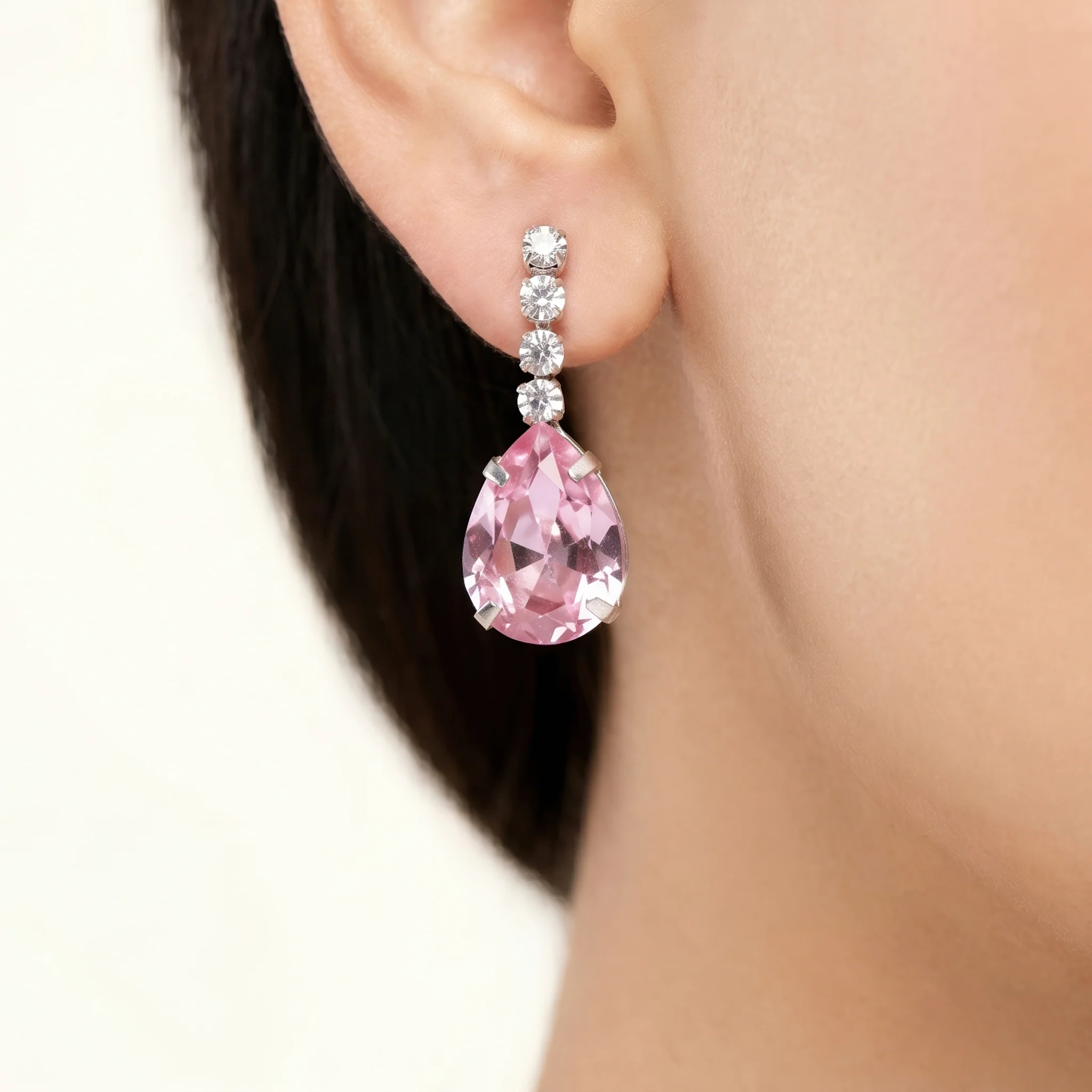 PRAO Necklace Anti-Tarnish Vintage Rose Teardrop Crystal Set With Earrings - Image 3
