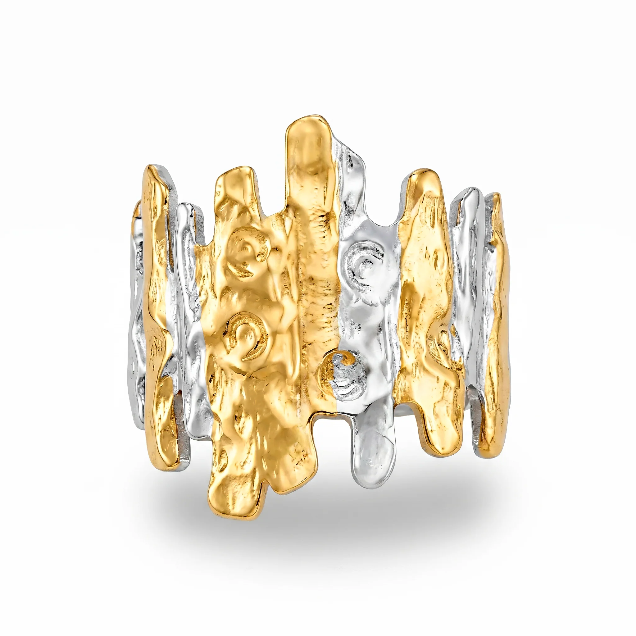 PRAO Ring Anti-Tarnish Abstract Tree Bark Statement (Adjustable Size) - Image 4
