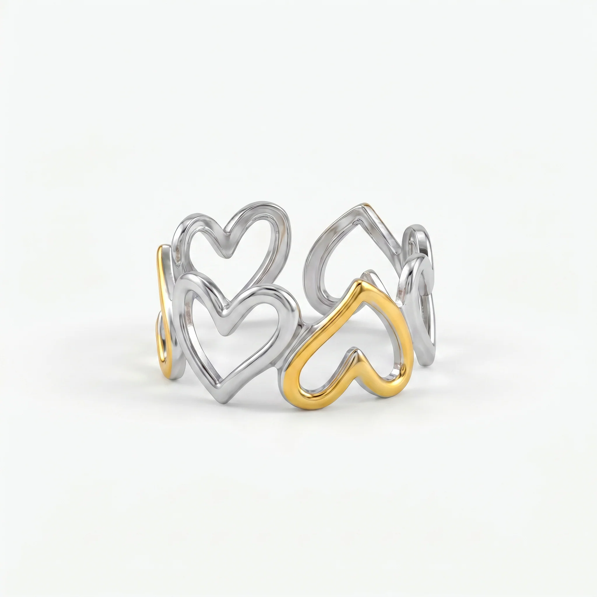 PRAO Ring Anti-Tarnish Interlocking Heart Band (Adjustable Size) - Image 3