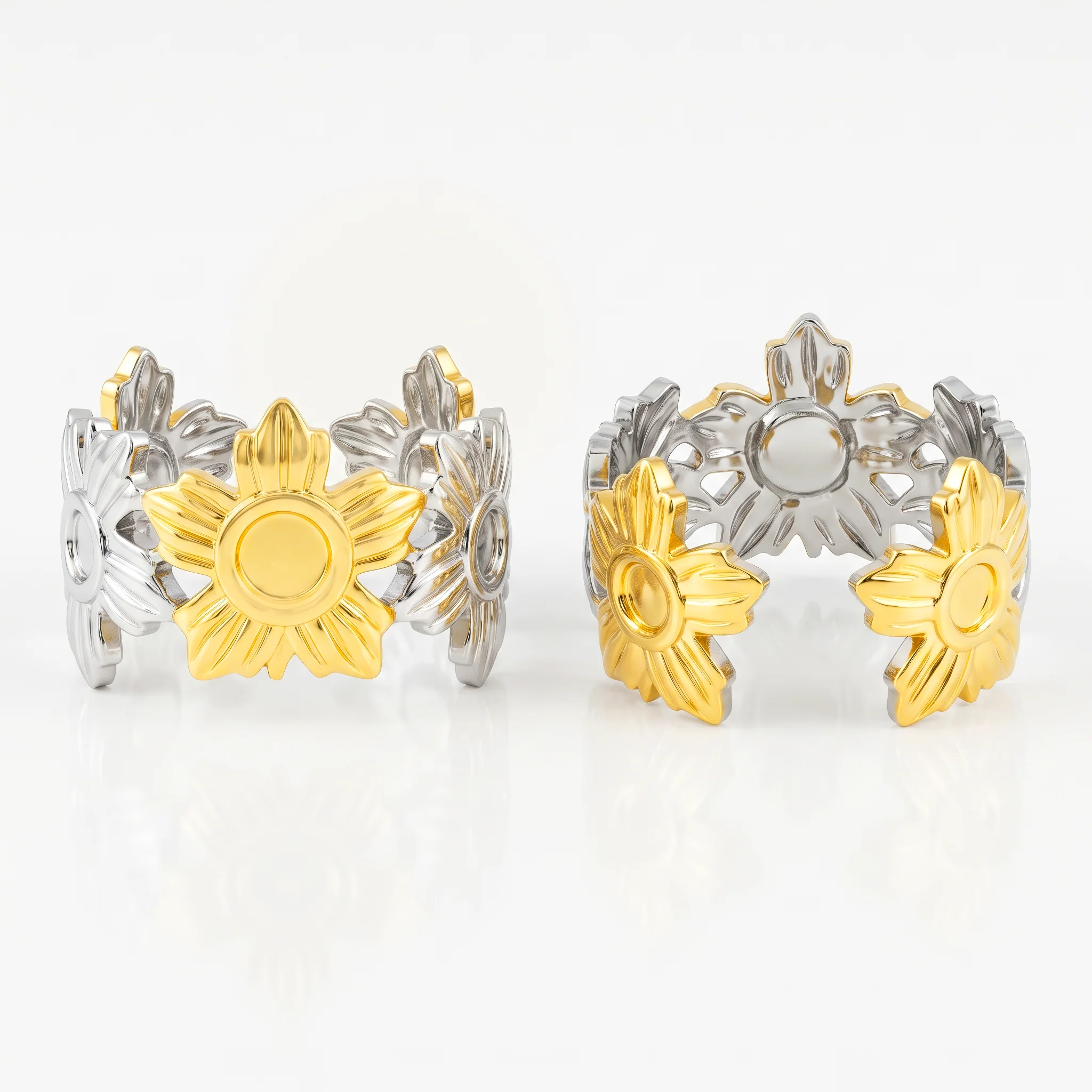 PRAO Ring Anti-Tarnish Floral Sunflower Band (Adjustable Size) - Image 5