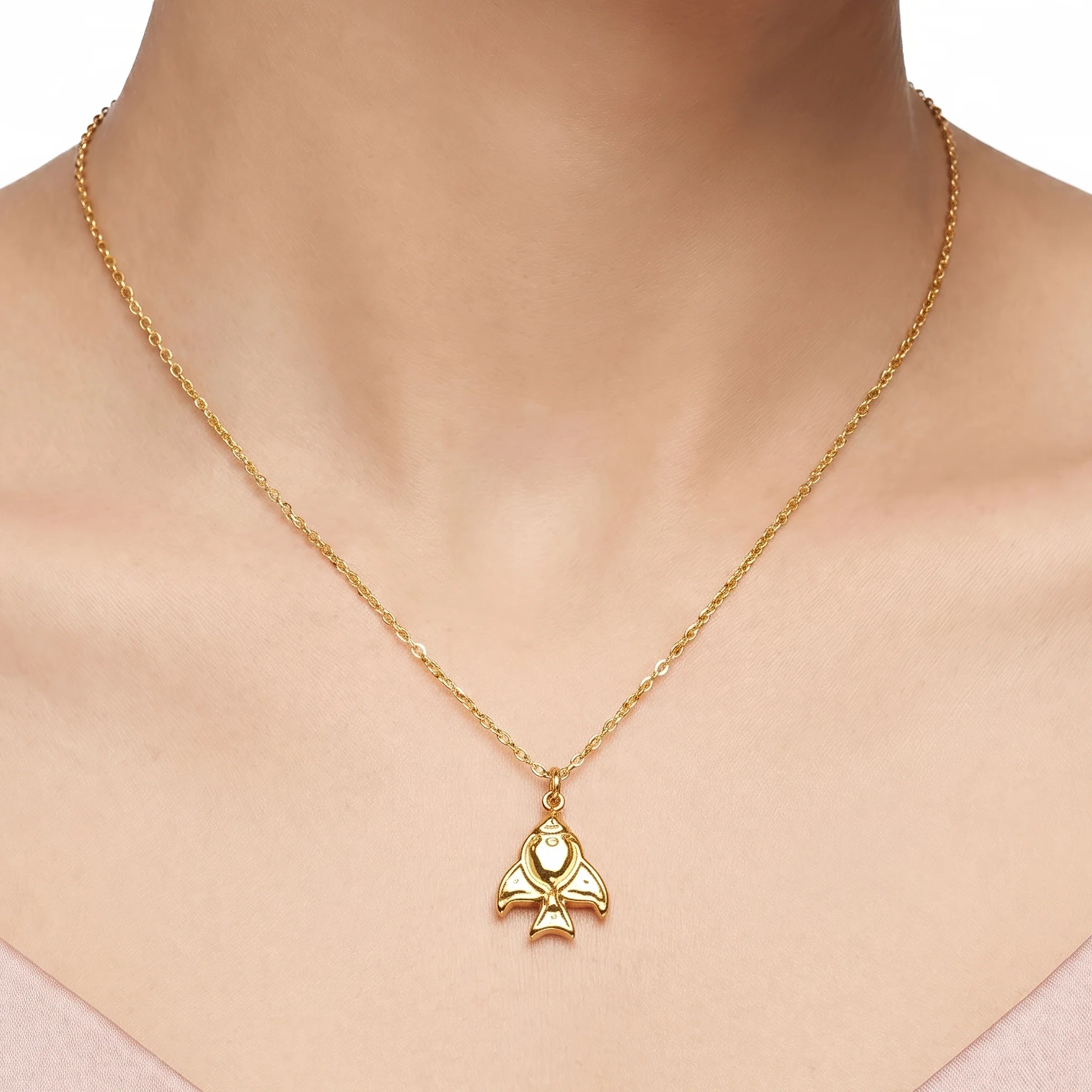 PRAO Necklace Anti-Tarnish Fish Pendant Chain