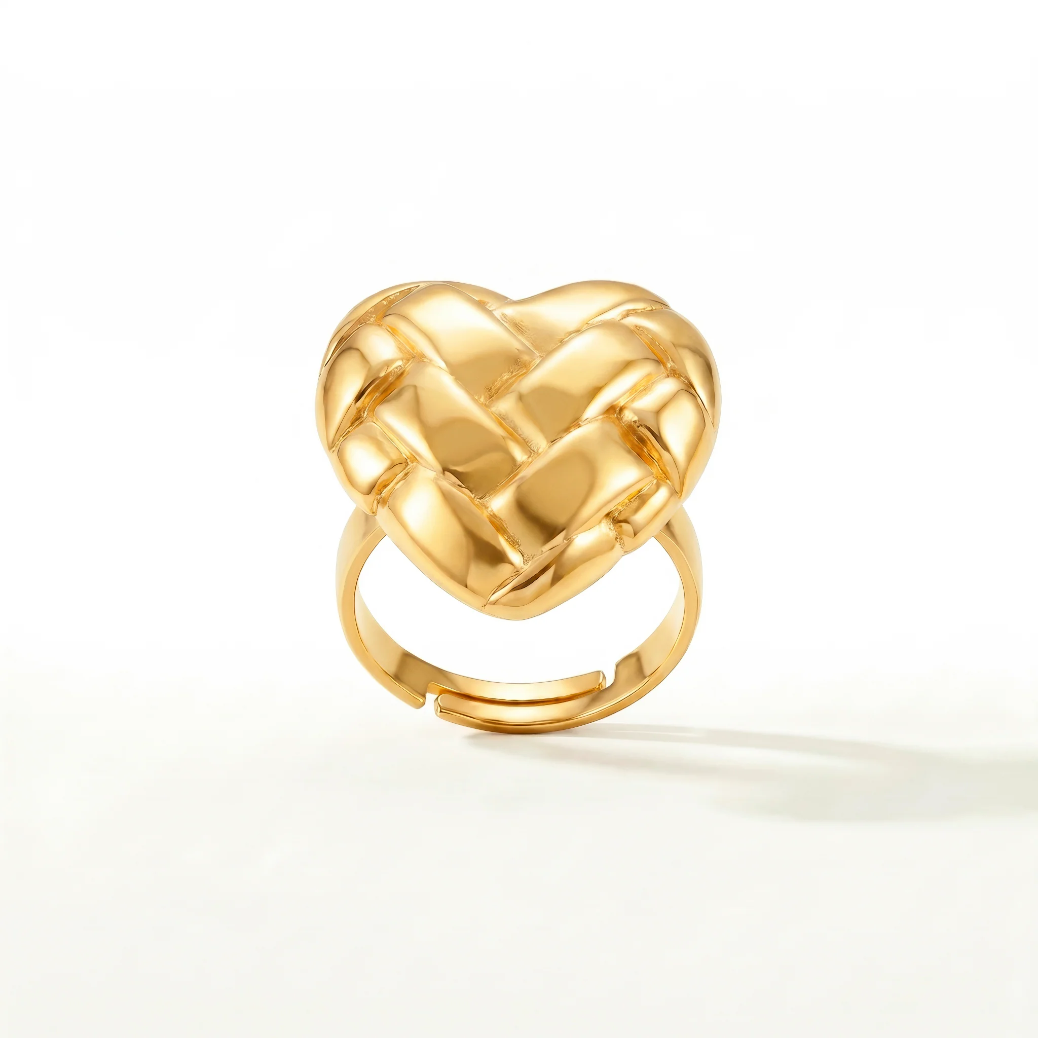 PRAO Ring Anti-Tarnish Basket Weave Heart (Adjustable Size) - Image 4