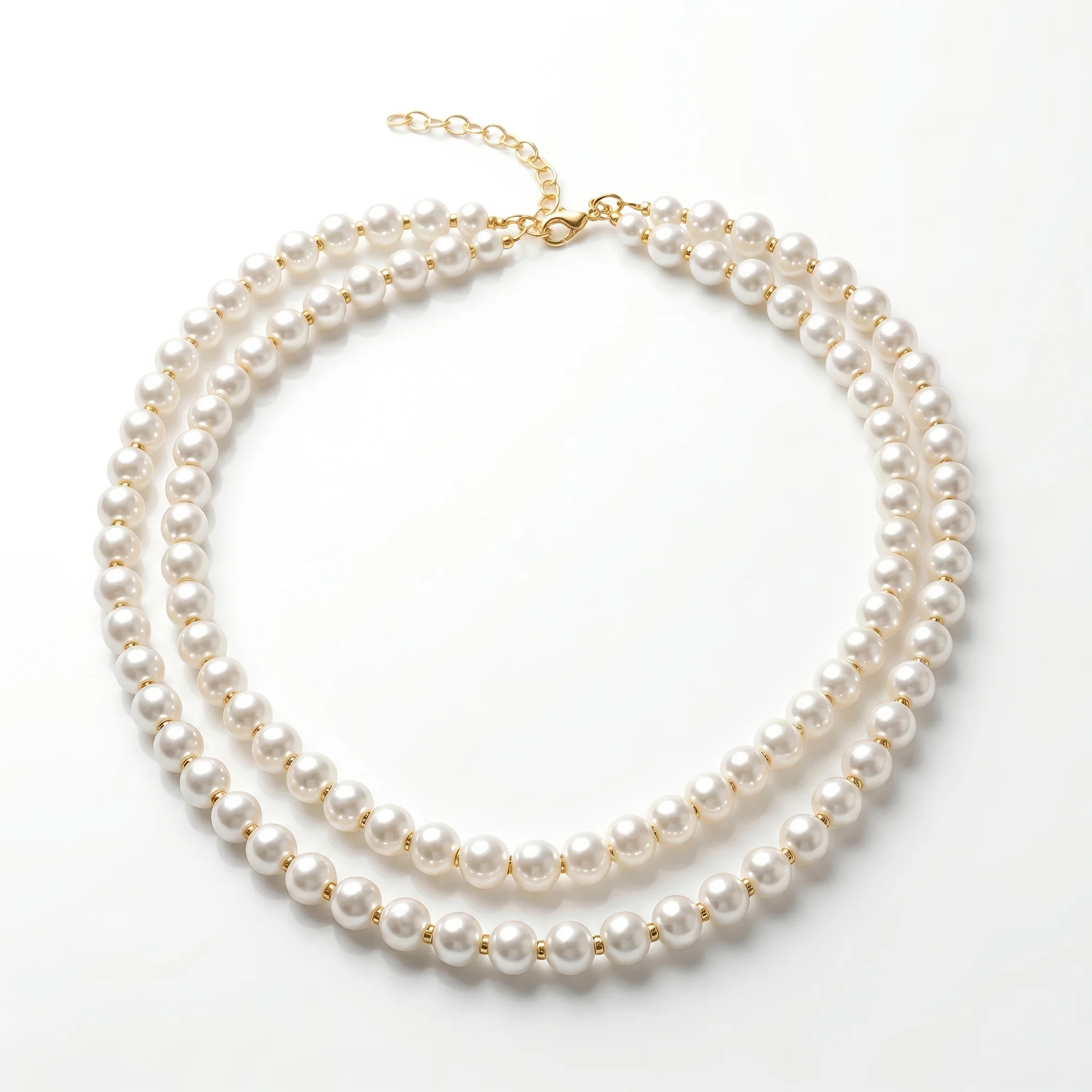 PRAO Necklace Anti-Tarnish Double-Line Pearl - Image 4