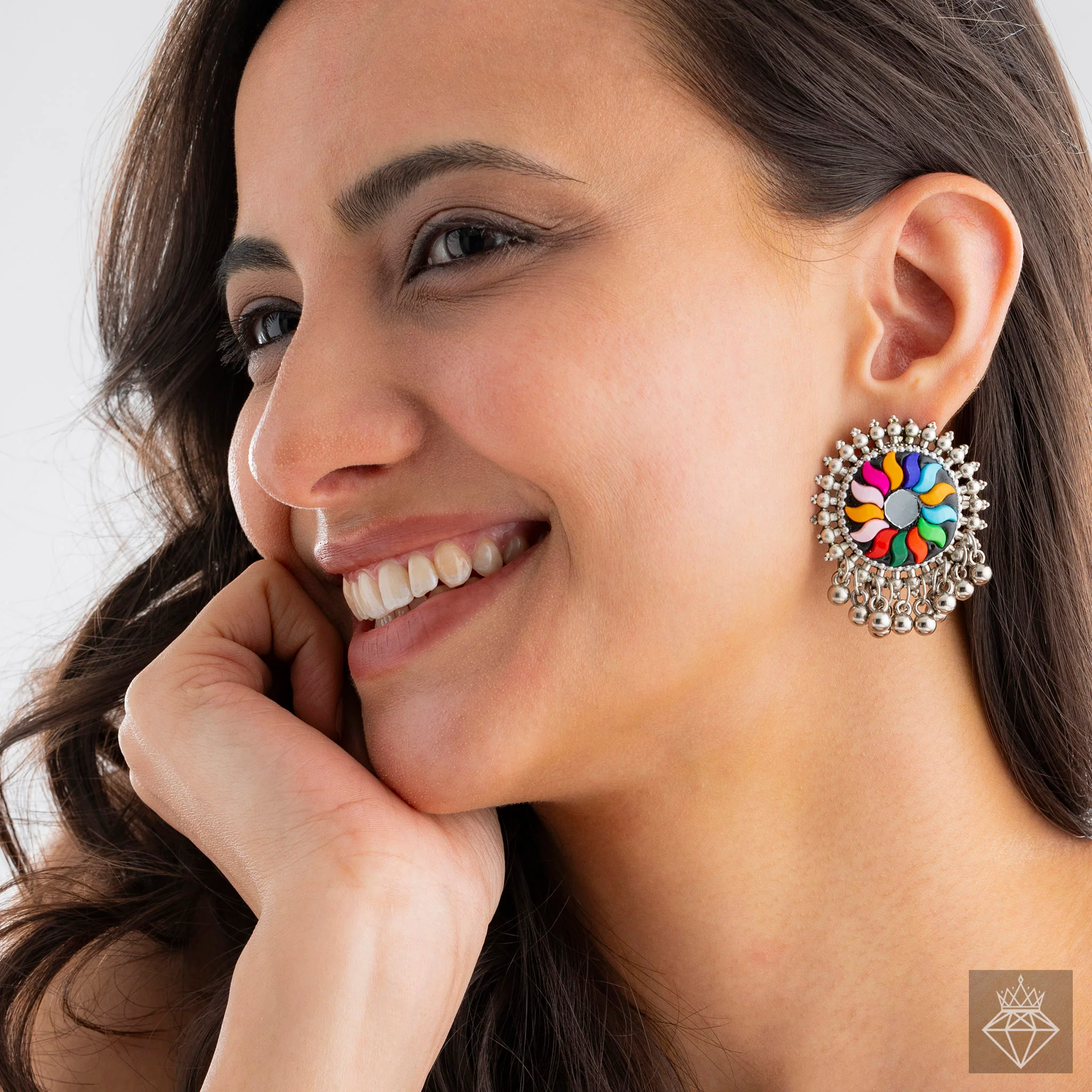 PRAO Earrings Anti-Tarnish Majestic Multi-Hued Flower Studs - Image 4
