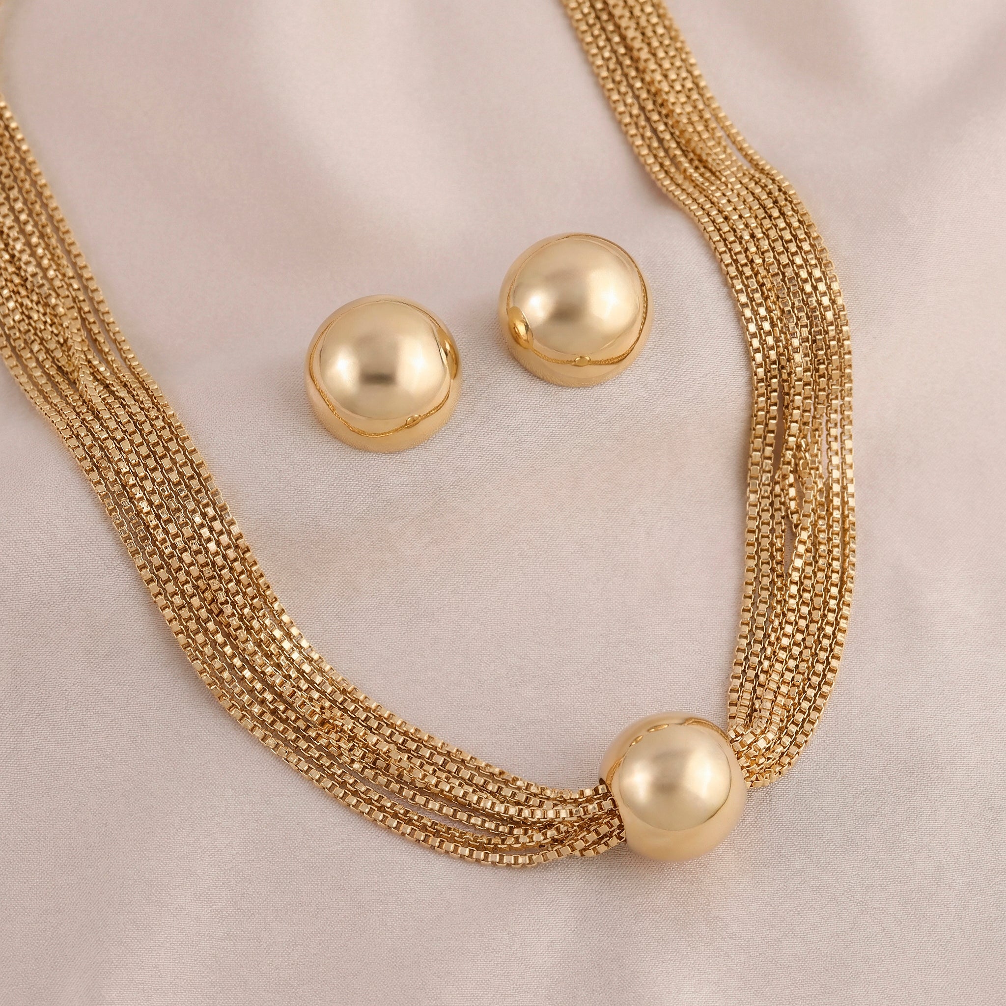 PRAO Necklace Anti-Tarnish Gold Plated Box Chain Set With Earrings - Image 5