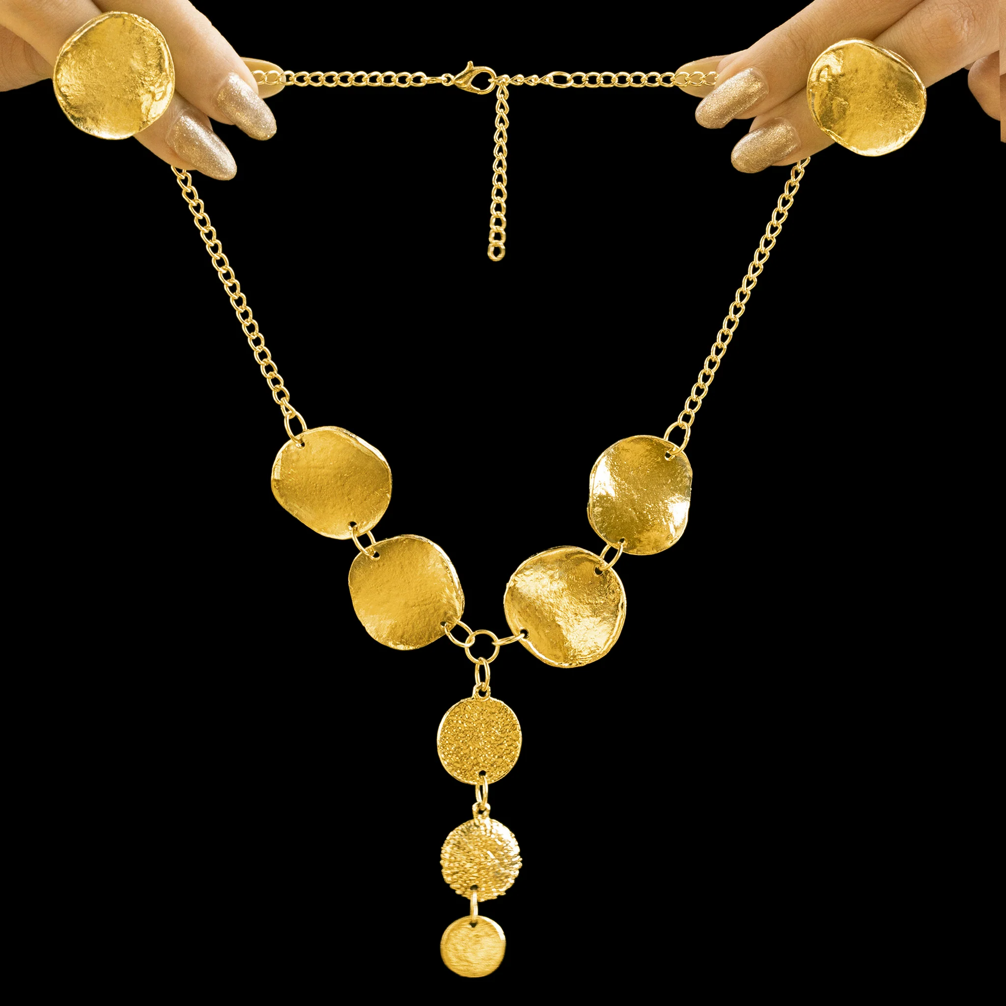 PRAO Necklace Anti-Tarnish Golden Set With Earrings - Image 5