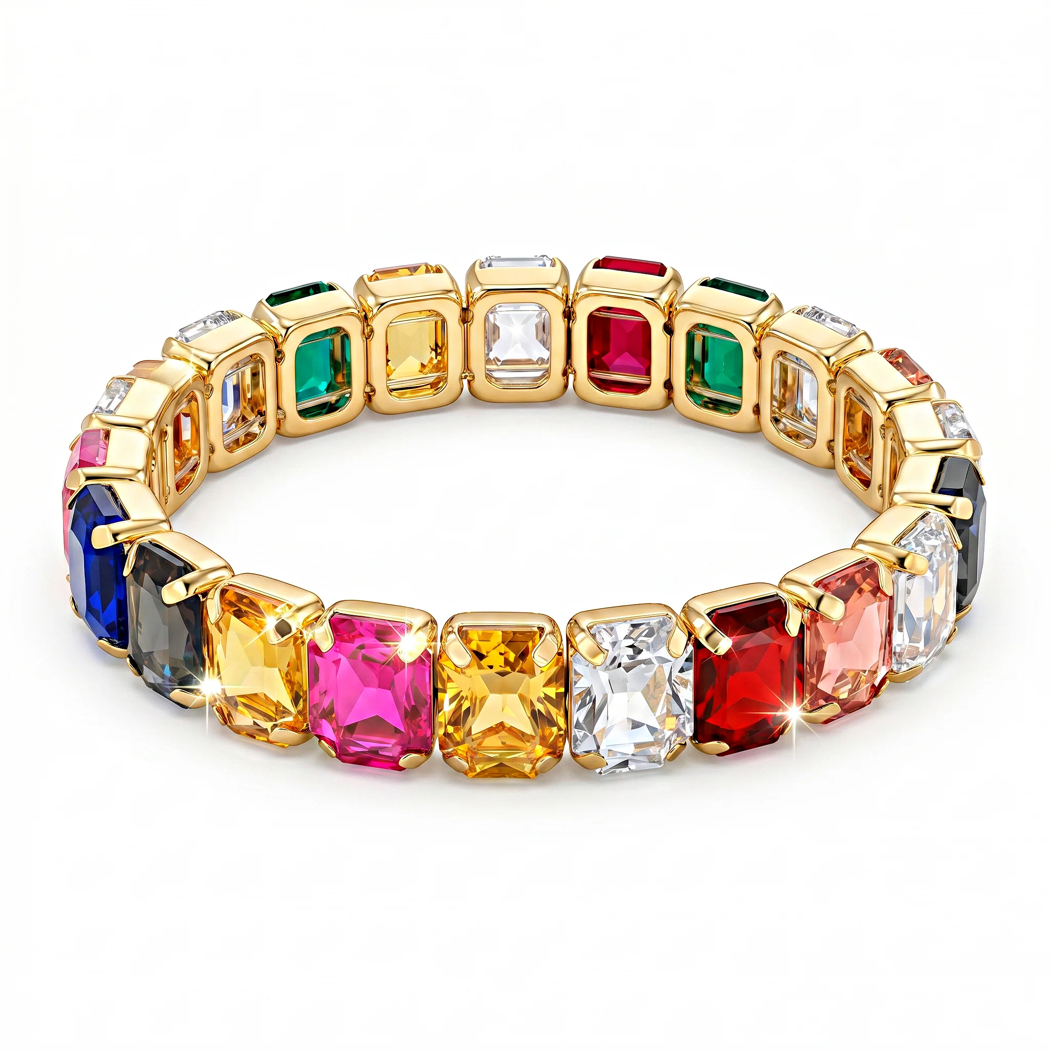 PRAO Bracelet Anti-Tarnish Multicolor Crystal (Adjustable Size)