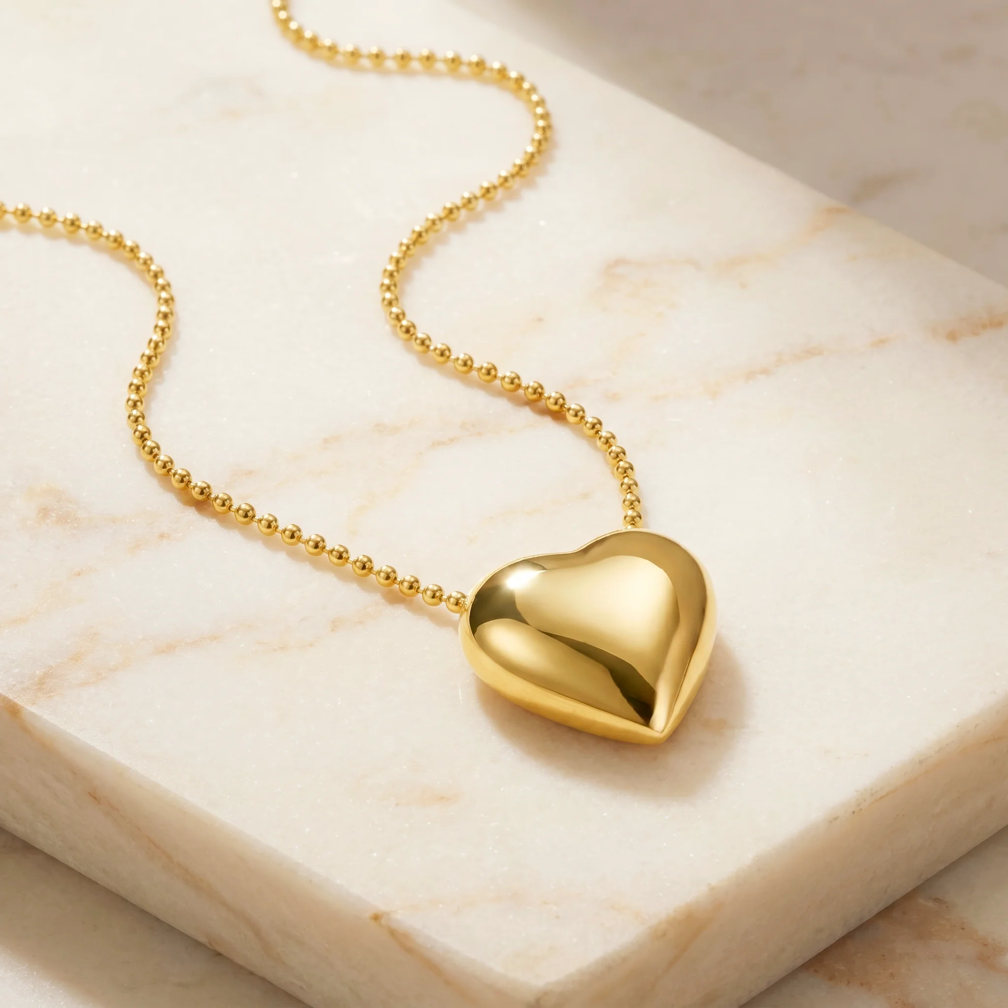 PRAO Necklace Anti-Tarnish Puffy Heart Pendant - Image 5