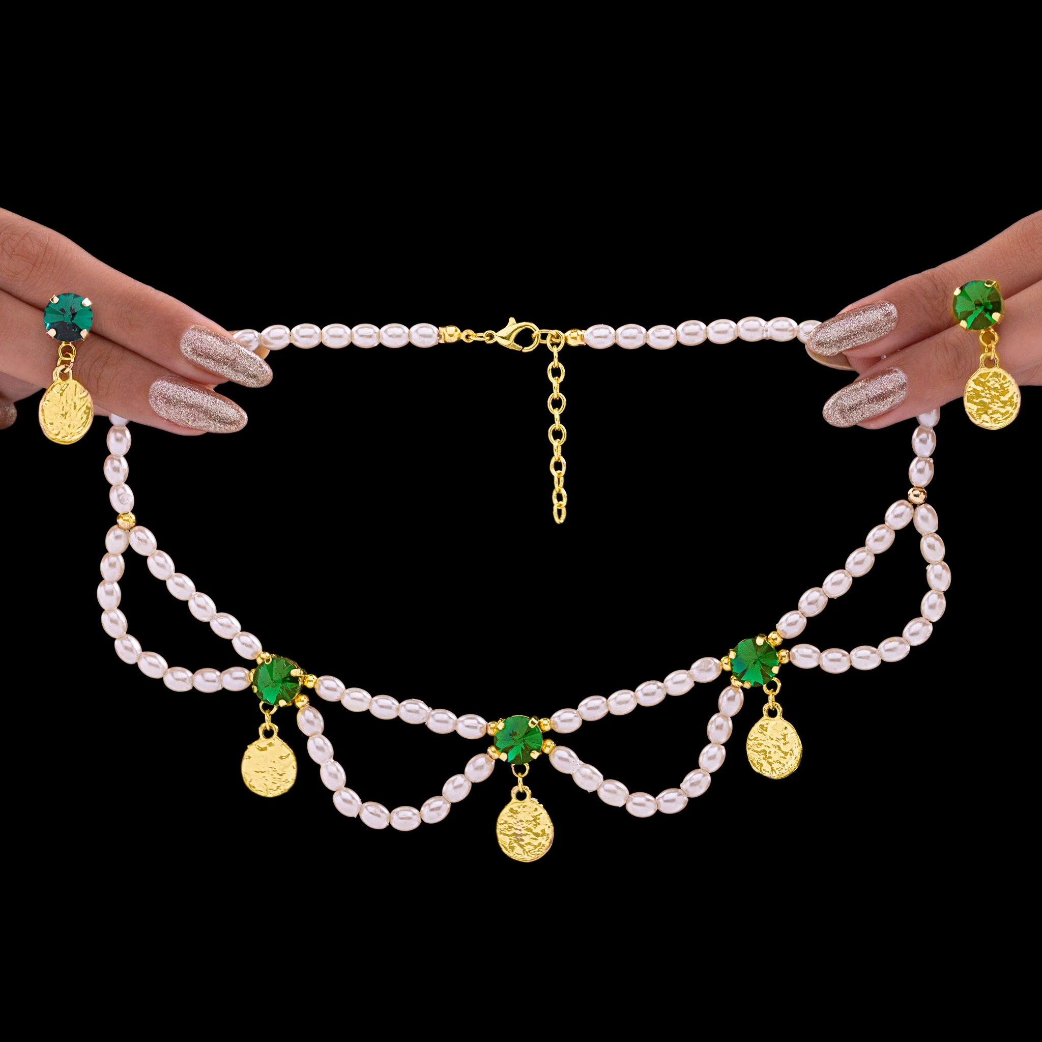 PRAO Necklace Crystal Pearl Set With Earrings - Image 4