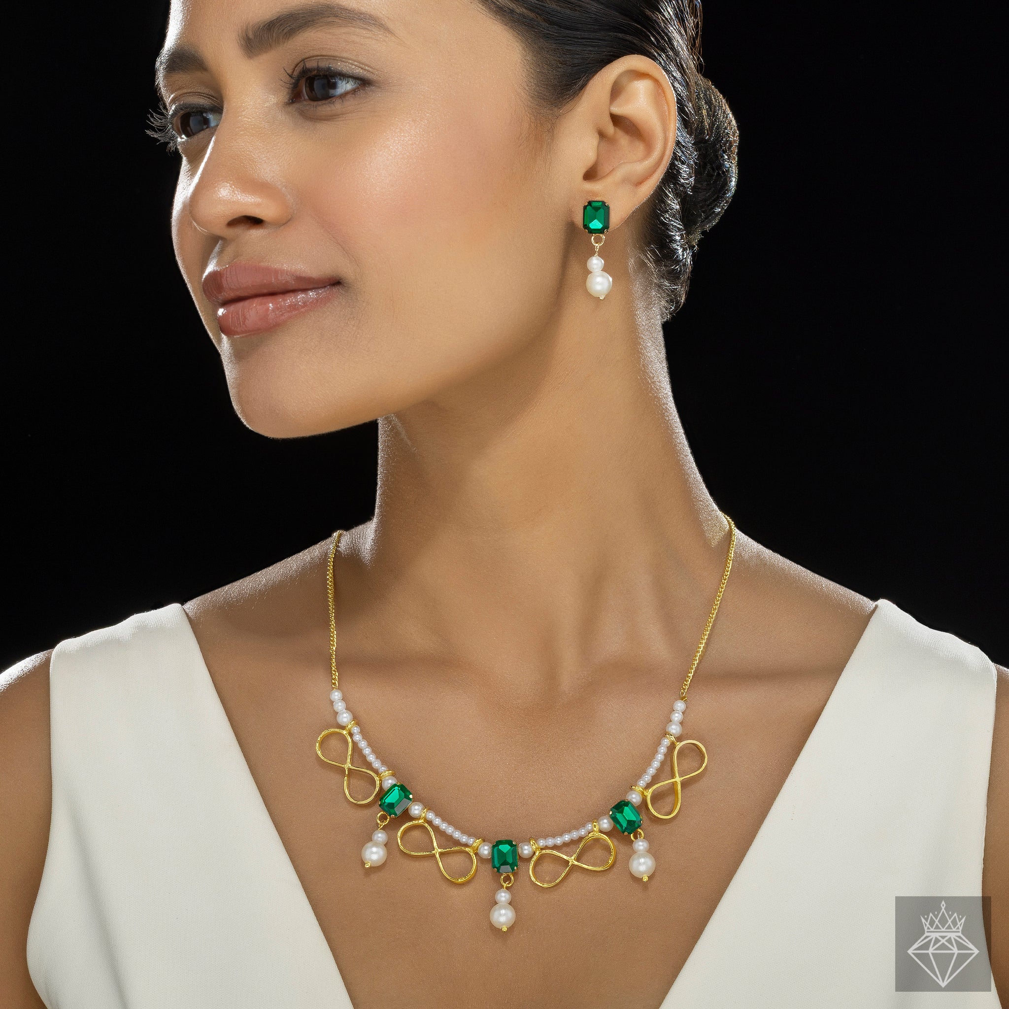 PRAO Necklace Anti-Tarnish Infinity & Pearl Set With Earrings - Image 3