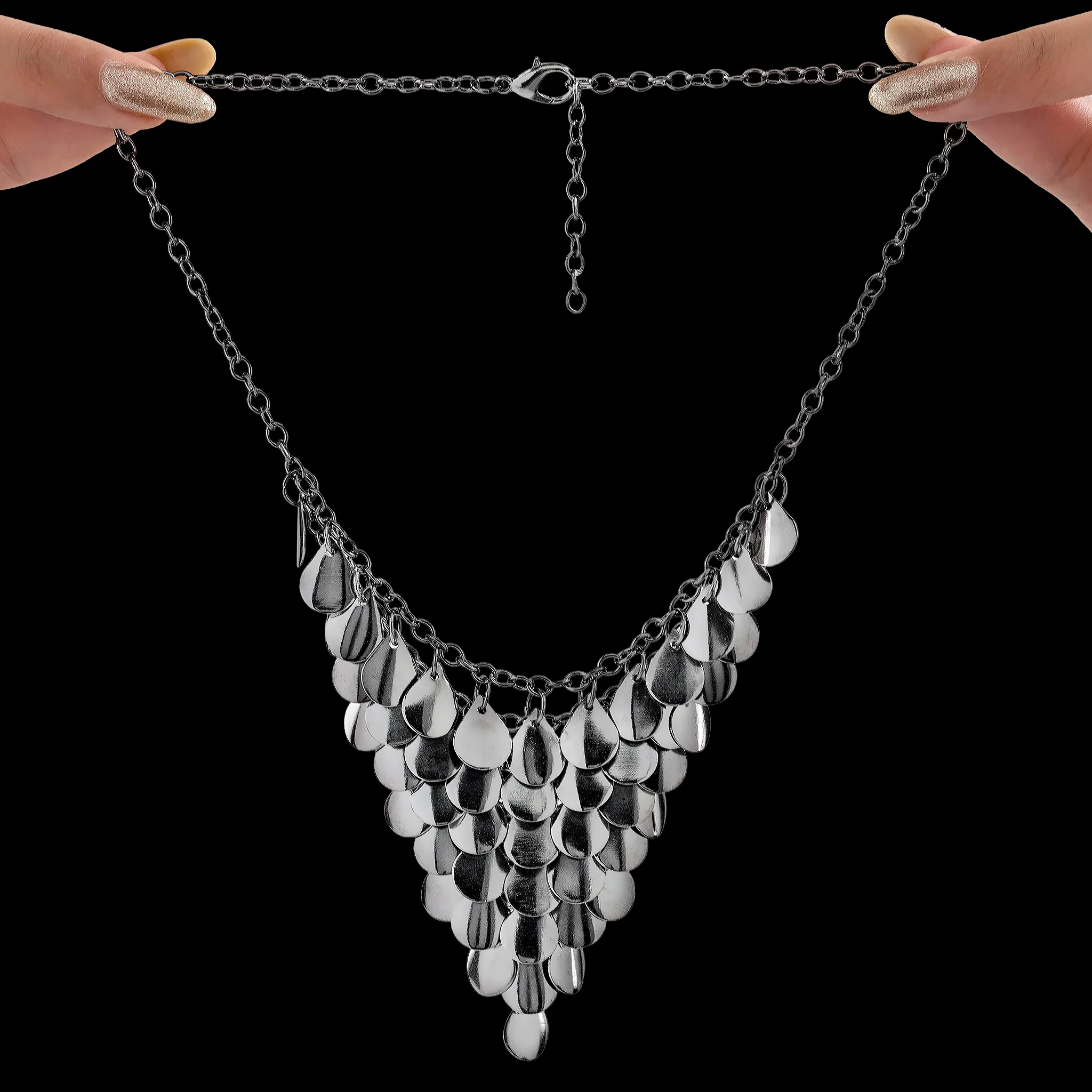 PRAO Necklace Anti-Tarnish Drop Charm Statement Set - Image 4