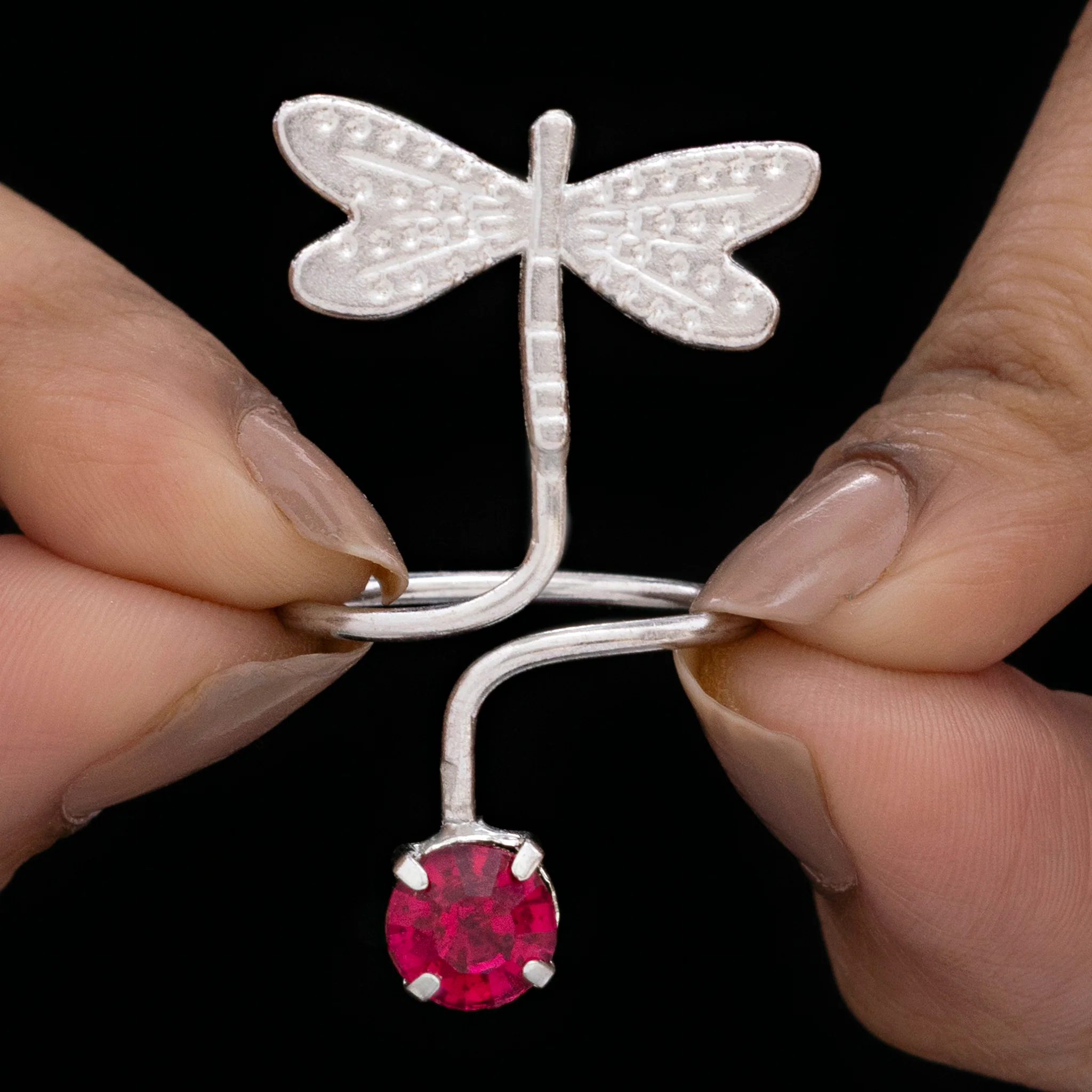 PRAO Ring Anti-Tarnish Silver Drangonfly Crystal (Adjustable Size) - Image 4