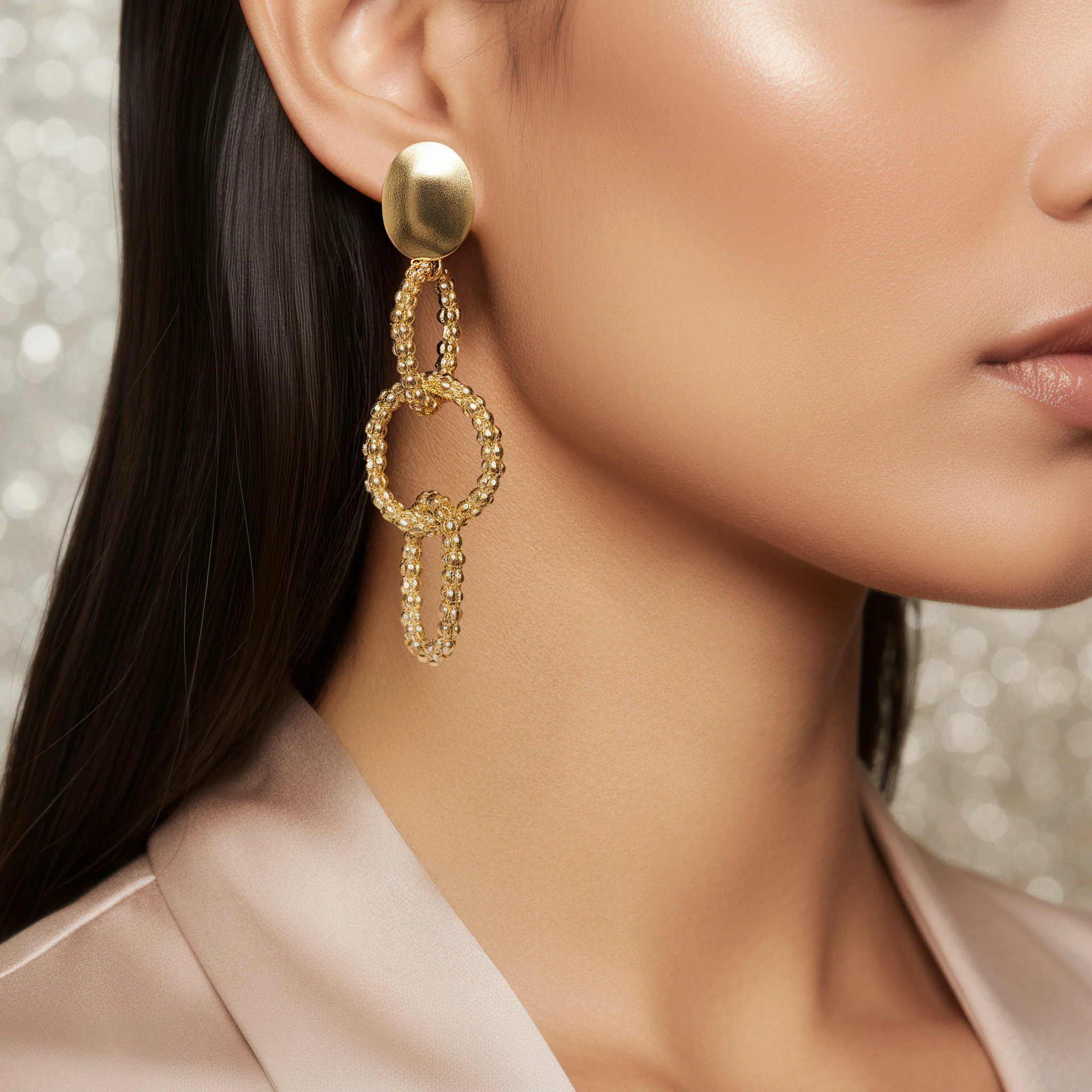 PRAO Earrings Anti-Tarnish Popcorn Chain Link Danglers - Image 2