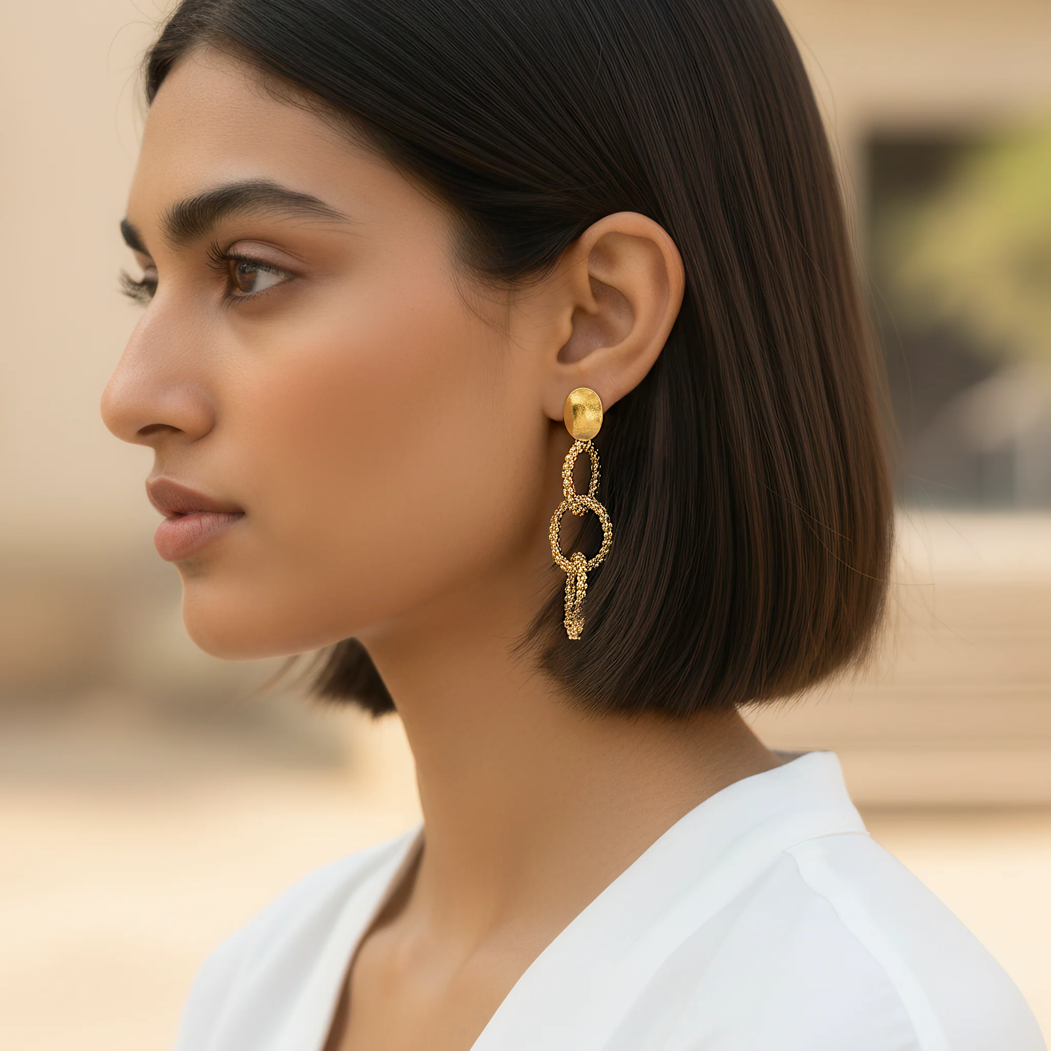 PRAO Earrings Anti-Tarnish Popcorn Chain Link Danglers - Image 3