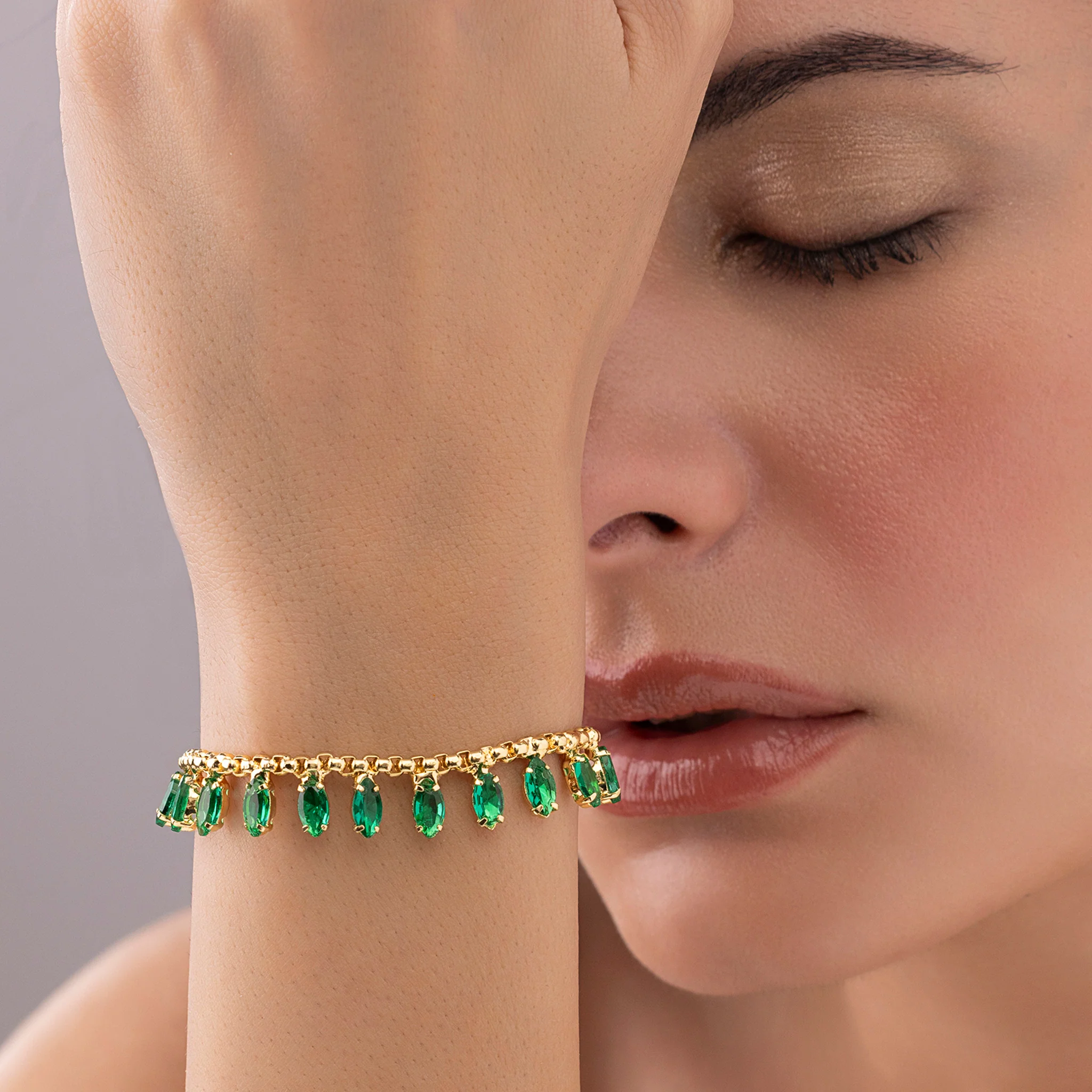 PRAO Bracelet Anti-Tarnish Marquise Crystal Charms-Style Chain (Adjustable Size) - Image 3