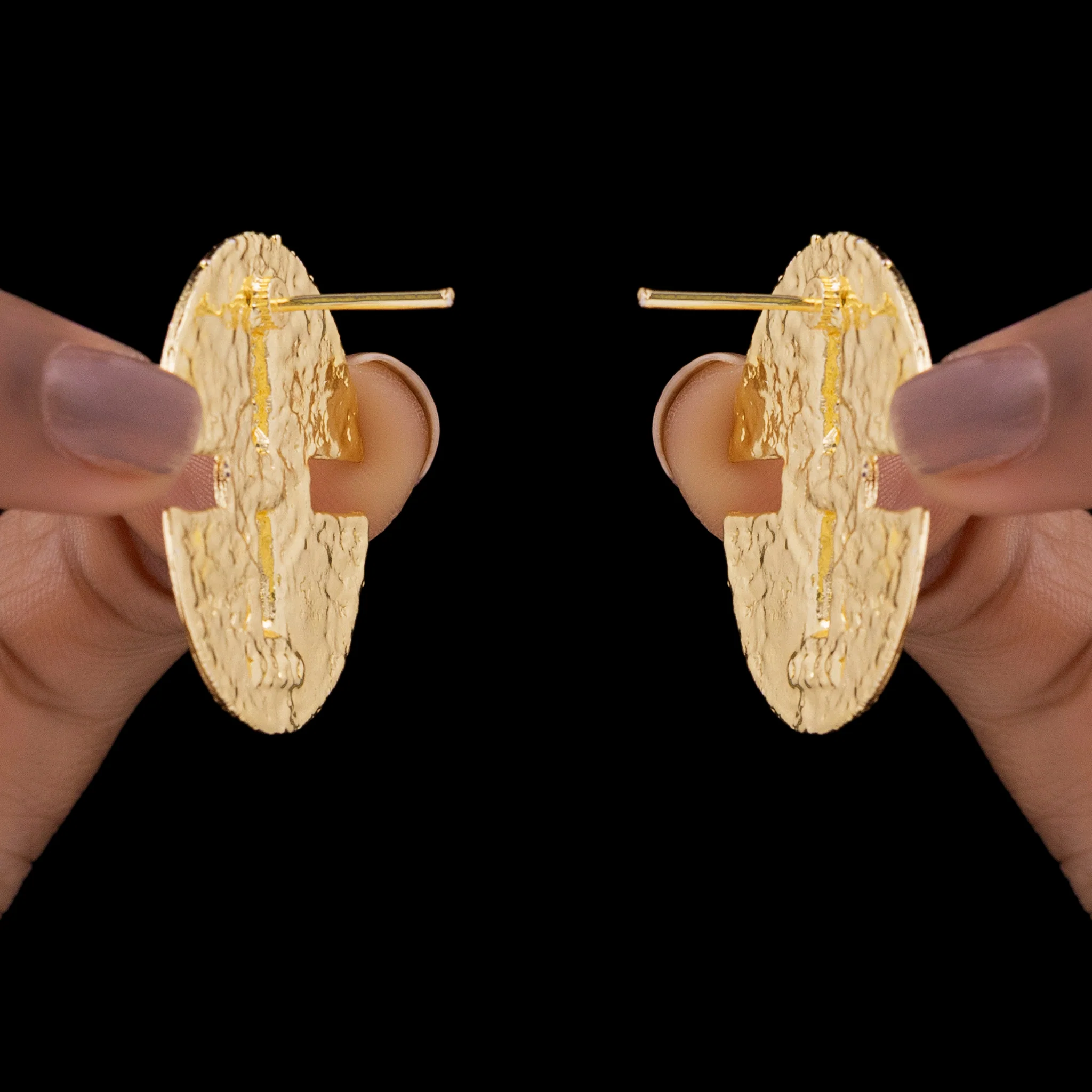PRAO Earrings Anti-Tarnish Semi-Circle Geometric Studs - Image 4