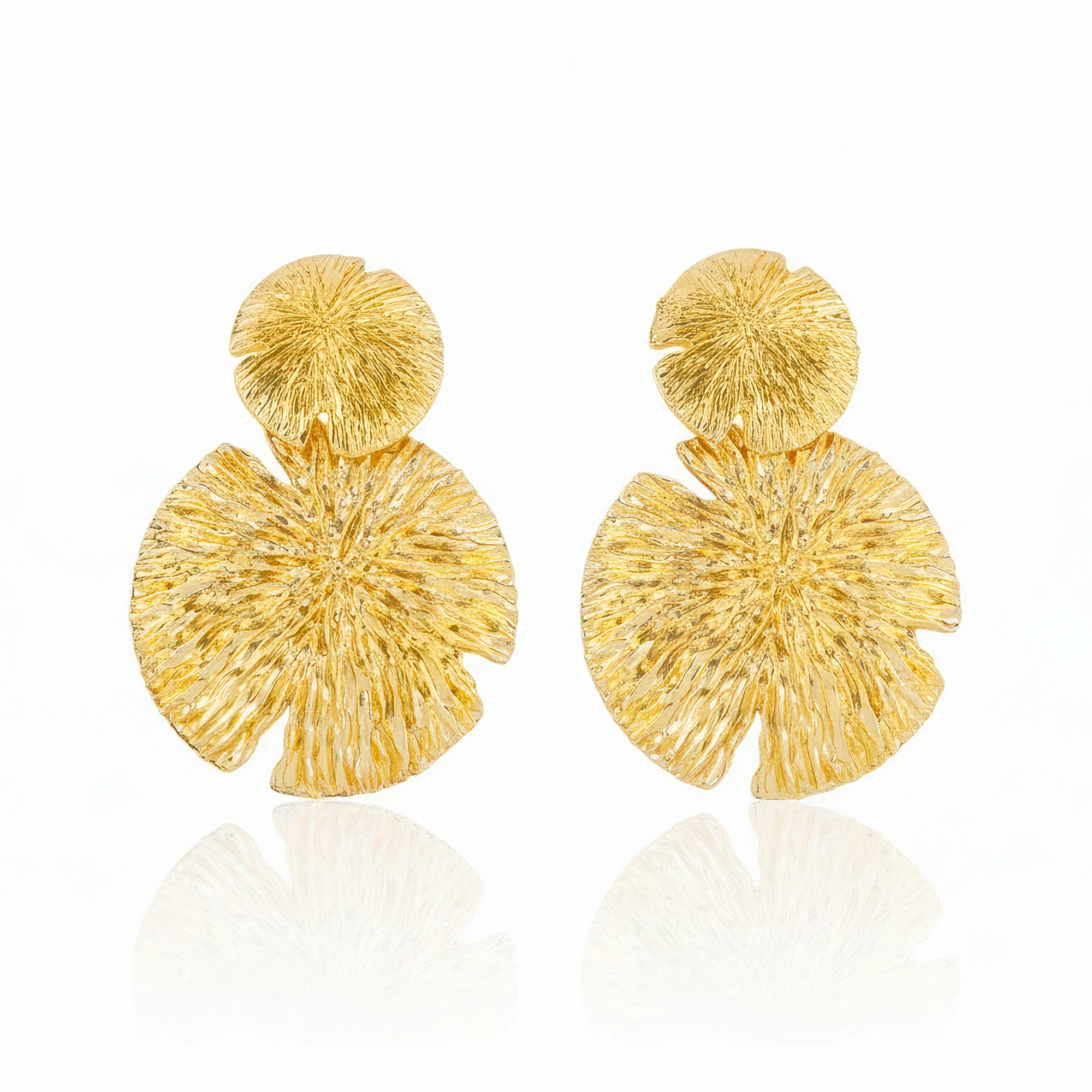 PRAO Earrings Anti-Tarnish Textured Round Danglers - Image 4
