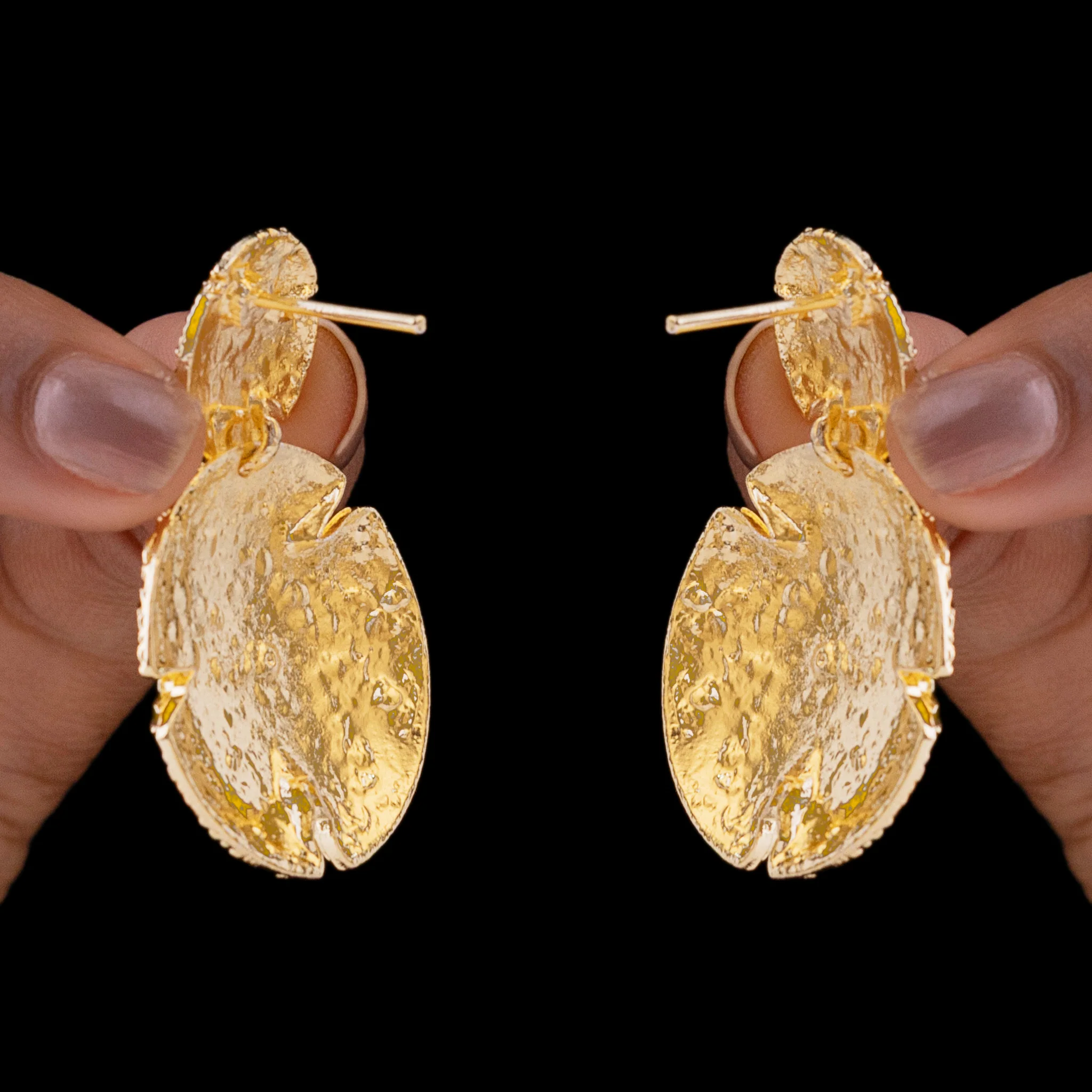PRAO Earrings Anti-Tarnish Textured Round Danglers - Image 6