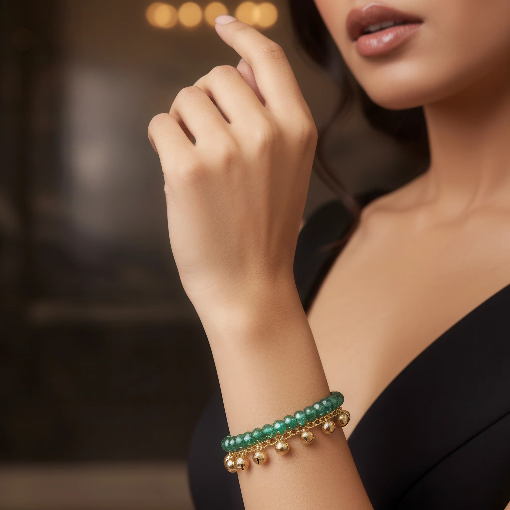 PRAO 2 Bracelets Anti-Tarnish Crystal Bead & Charm (Adjustable Size) - Image 3