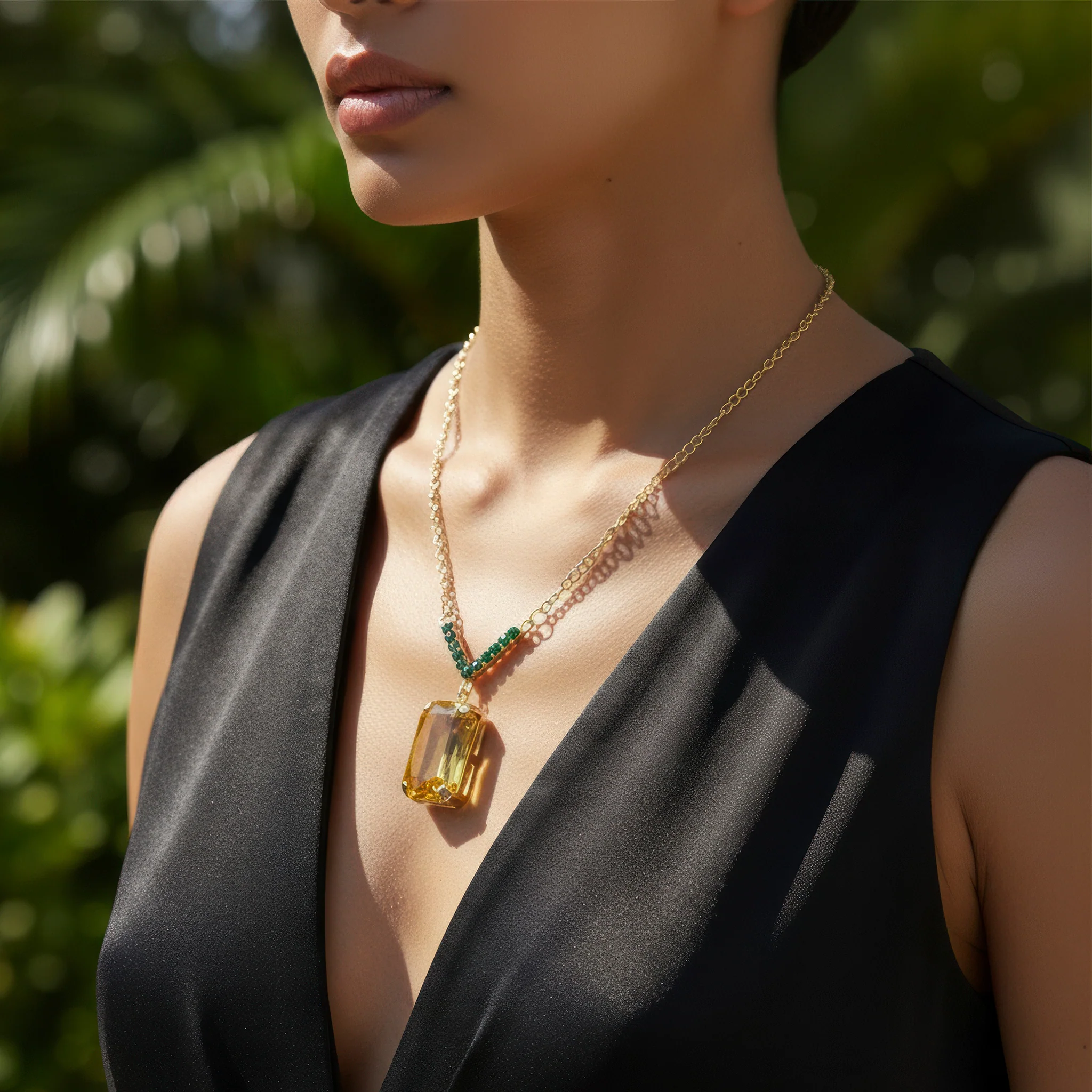 PRAO Necklace Anti-Tarnish V-Shape Pendant Set with Earrings - Image 5