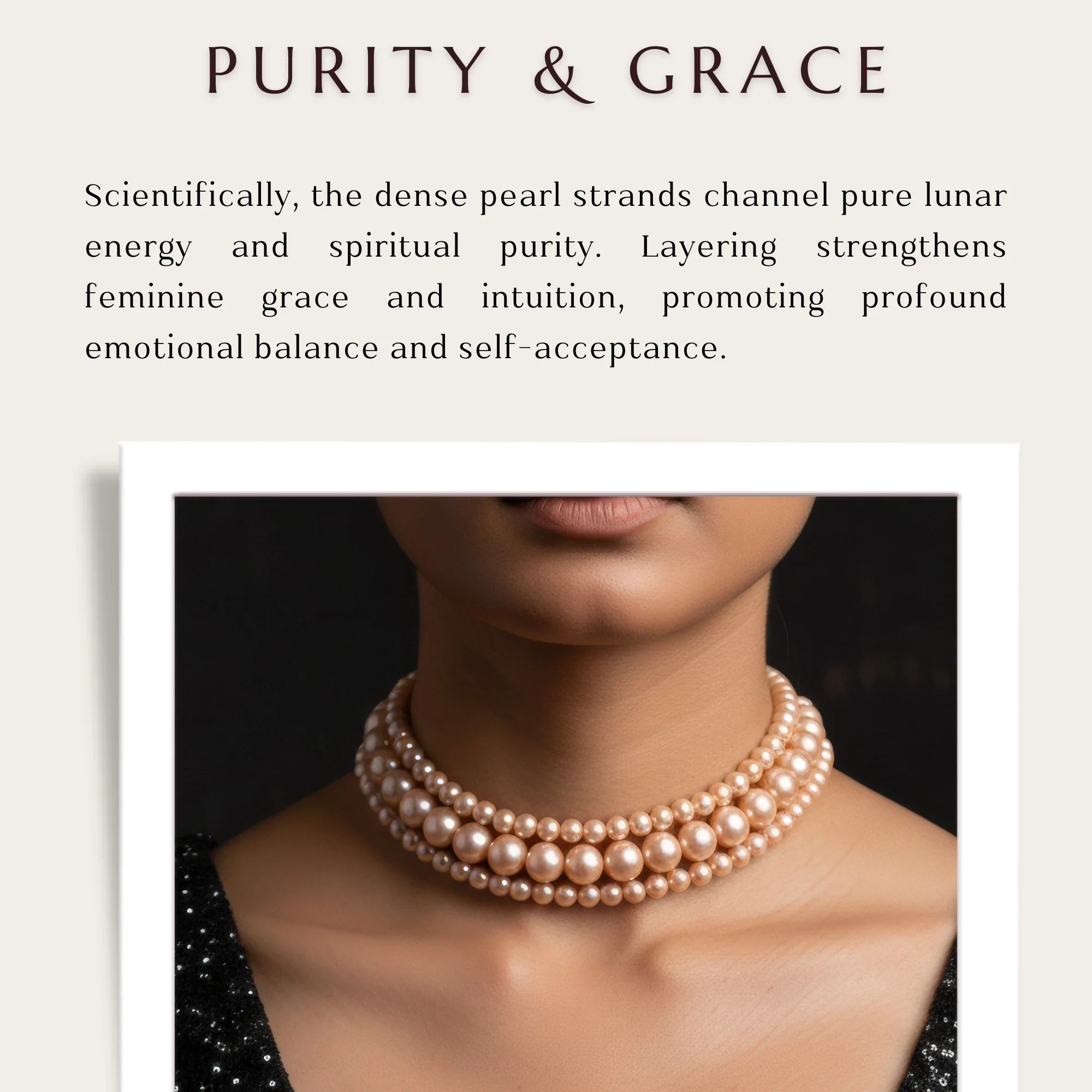 PRAO Necklace Triple Layer Golden Brown Pearl Choker - Image 5