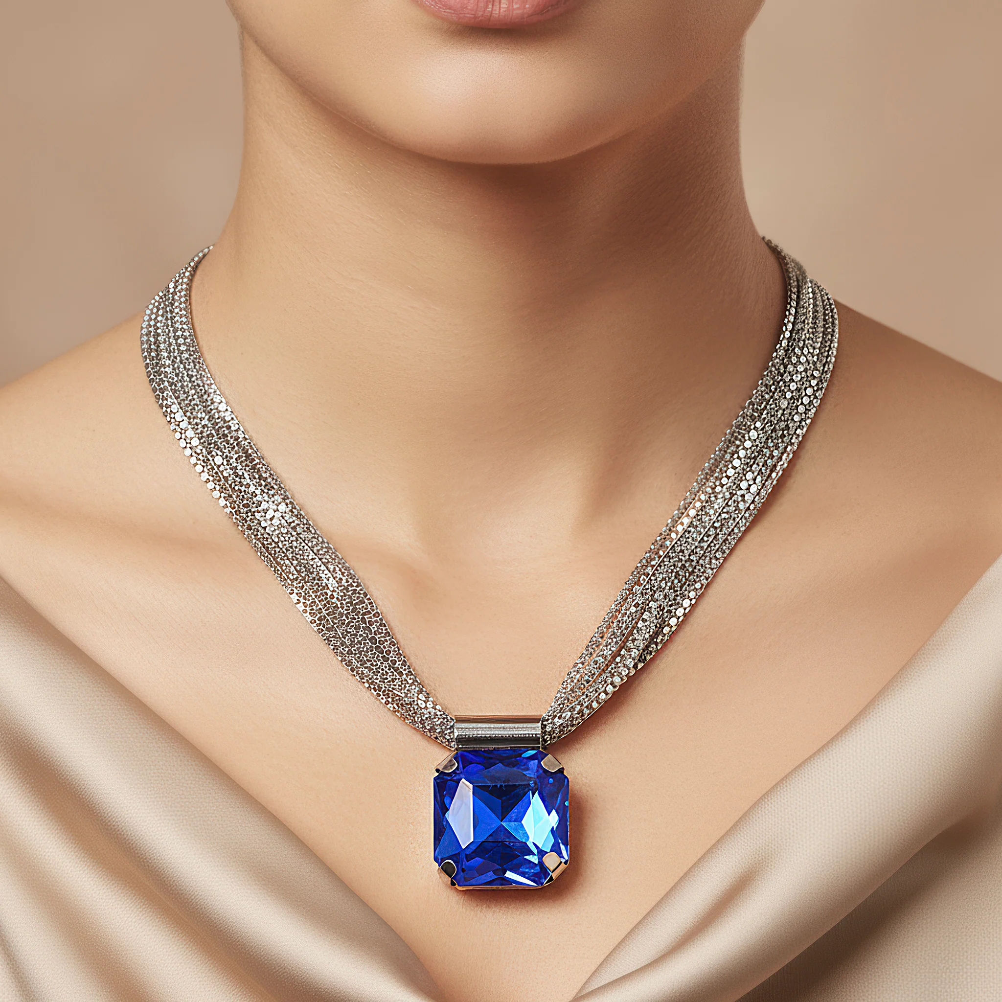 PRAO Necklace Anti-Tarnish Crystal Pendant Set with Earrings - Image 2