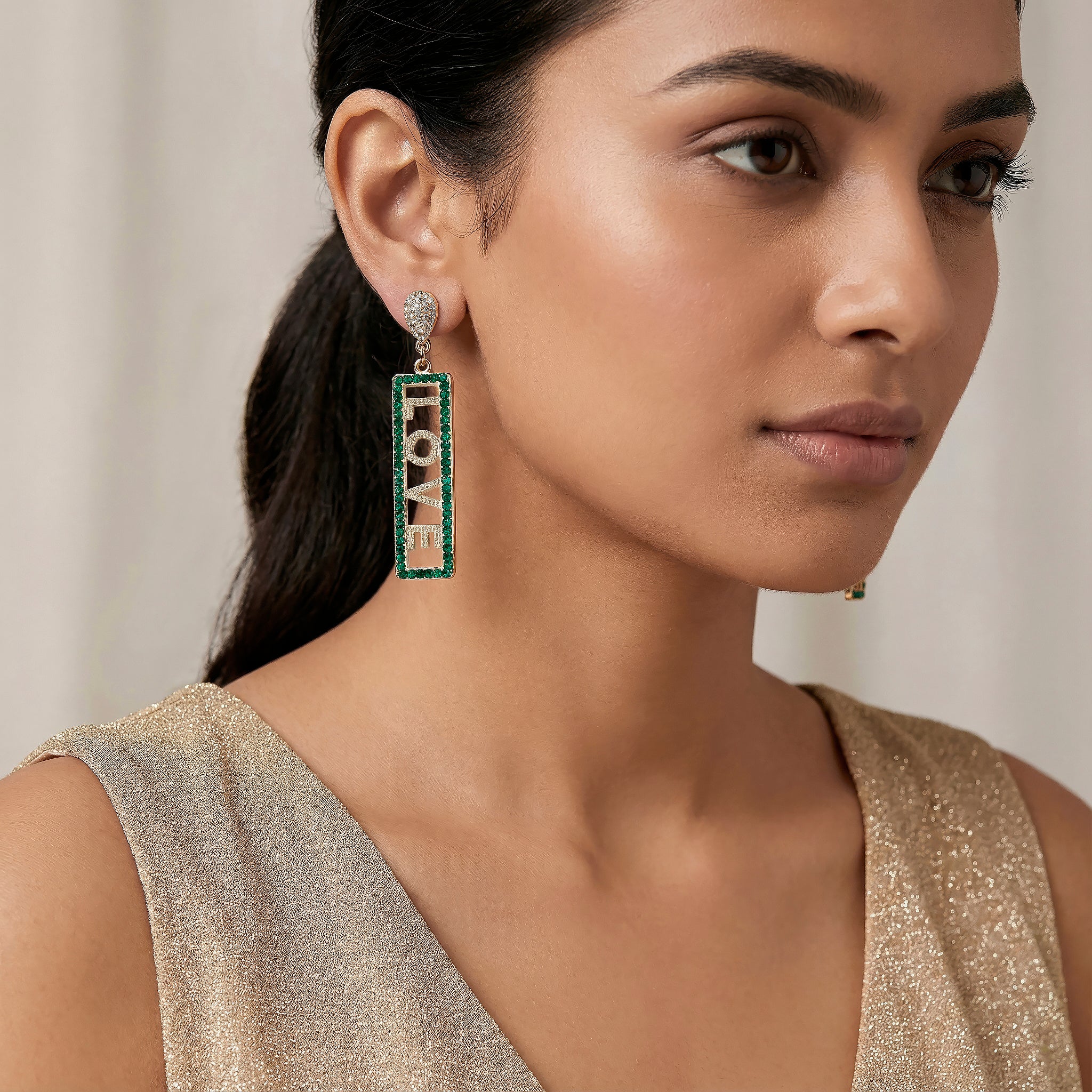 PRAO Earrings Anti-Tarnish LOVE Text Long Danglers - Image 2