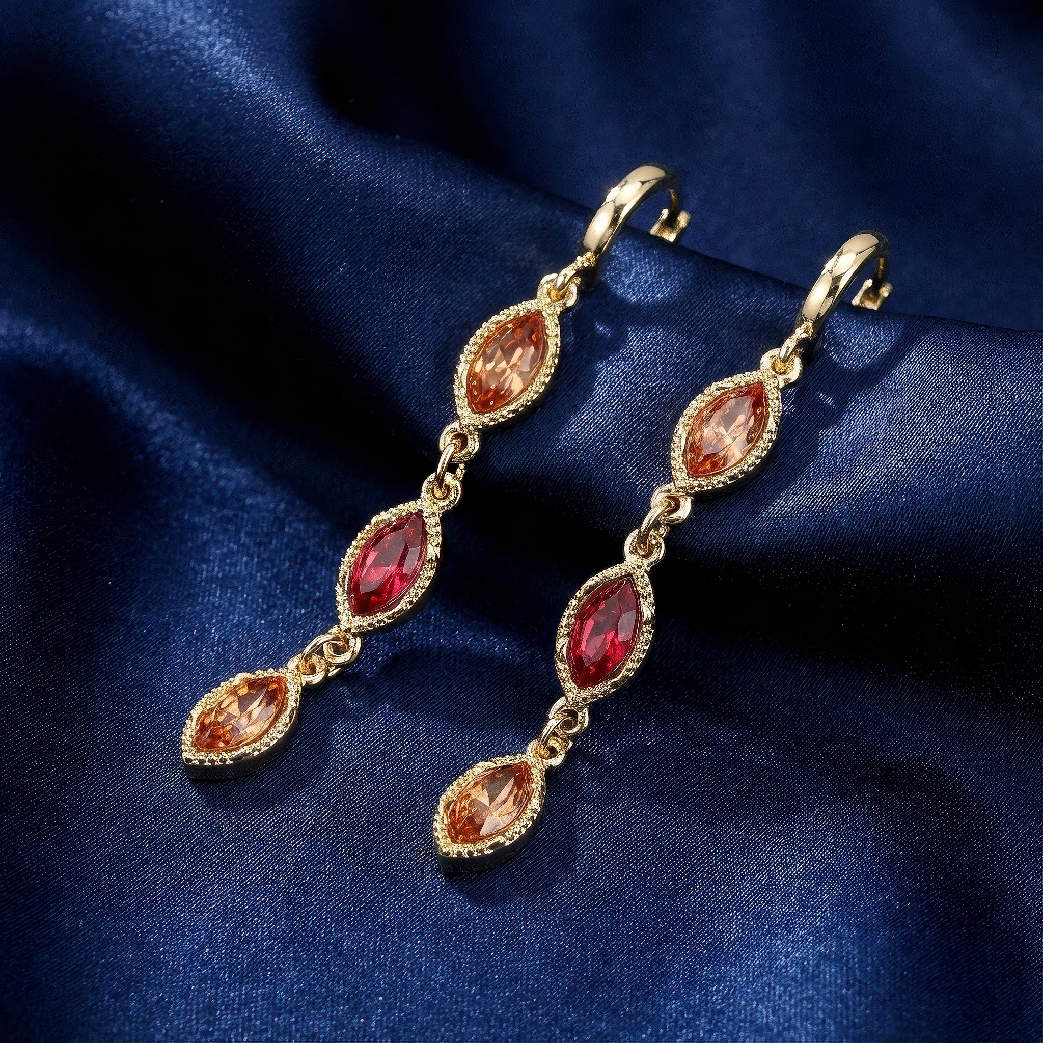 PRAO Earrings Anti-Tarnish Marquise Crystals Danglers - Image 3