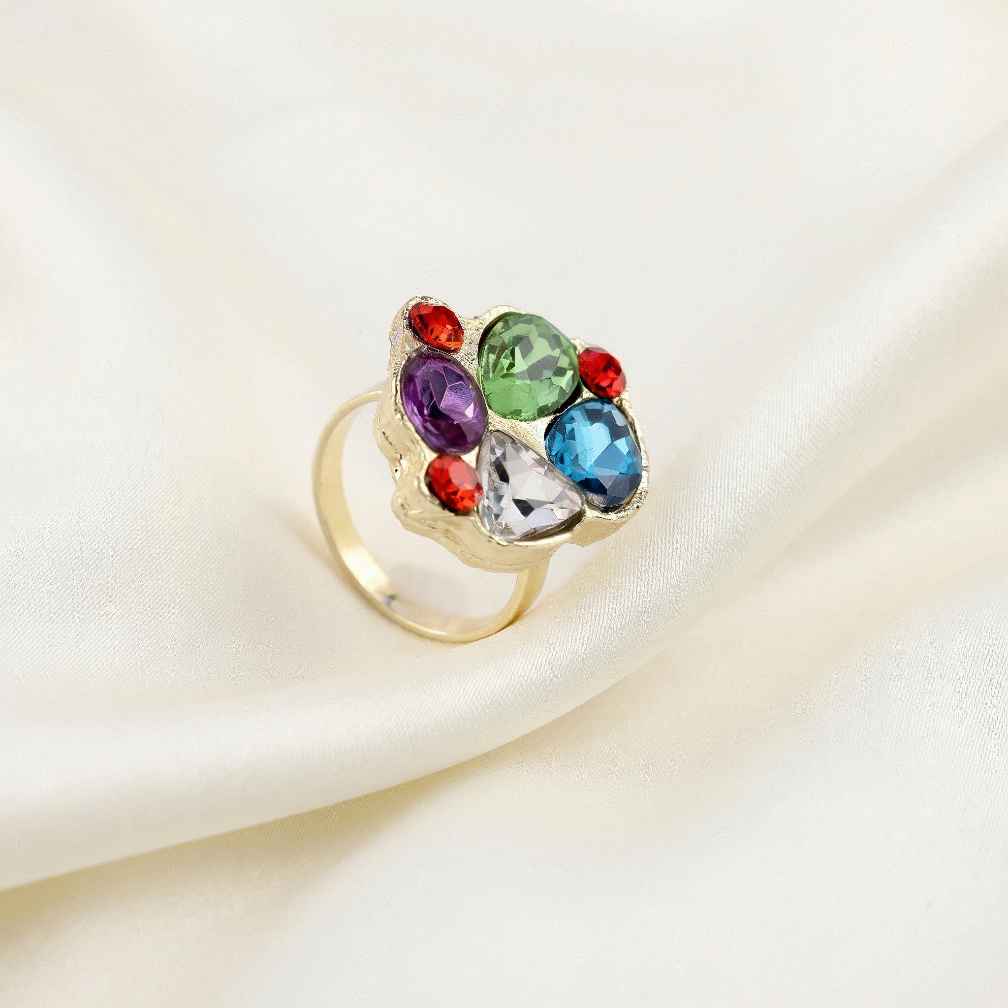 PRAO Ring Anti-Tarnish Multi-Shape And Color Crystal (Adjustable Size) - Image 4