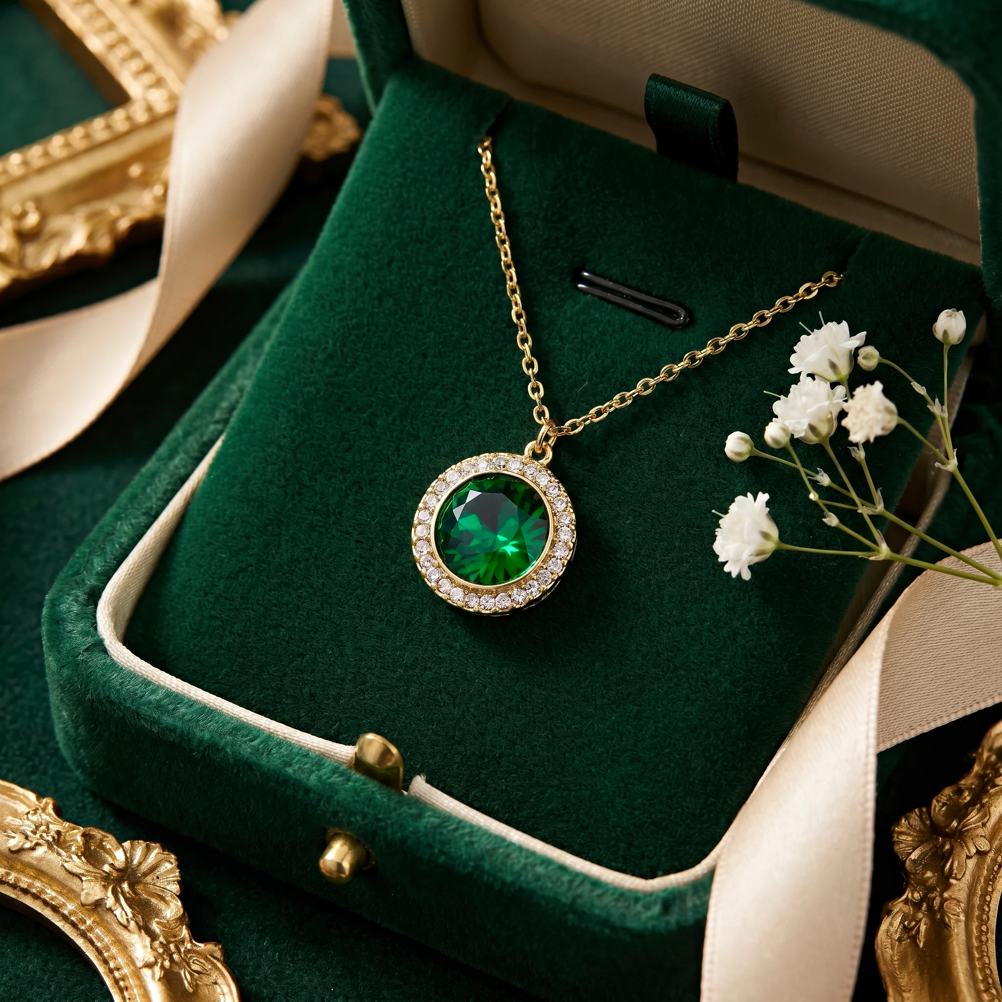 PRAO Necklace Anti-Tarnish Emerald Crystal Pendant - Image 5