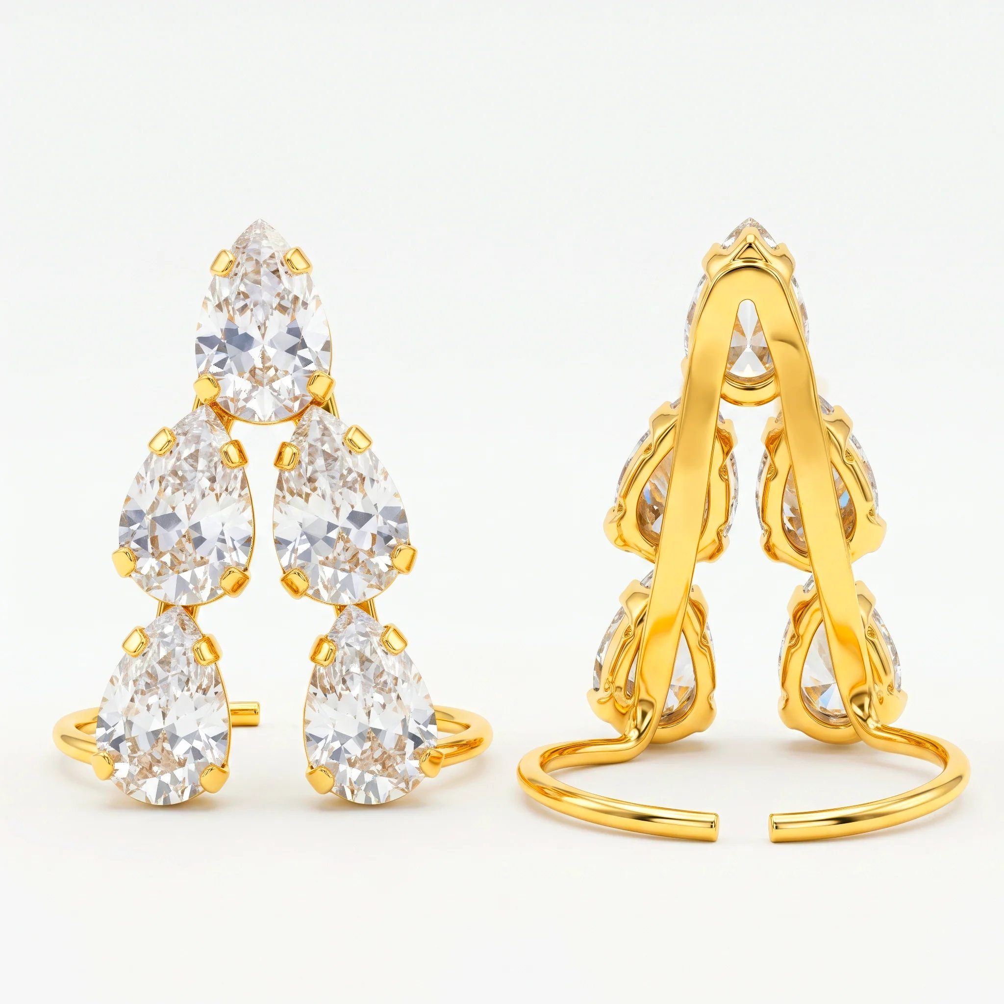 PRAO Ring Anti-Tarnish V-Shape Crystal Ring (Adjustable Size) - Image 4