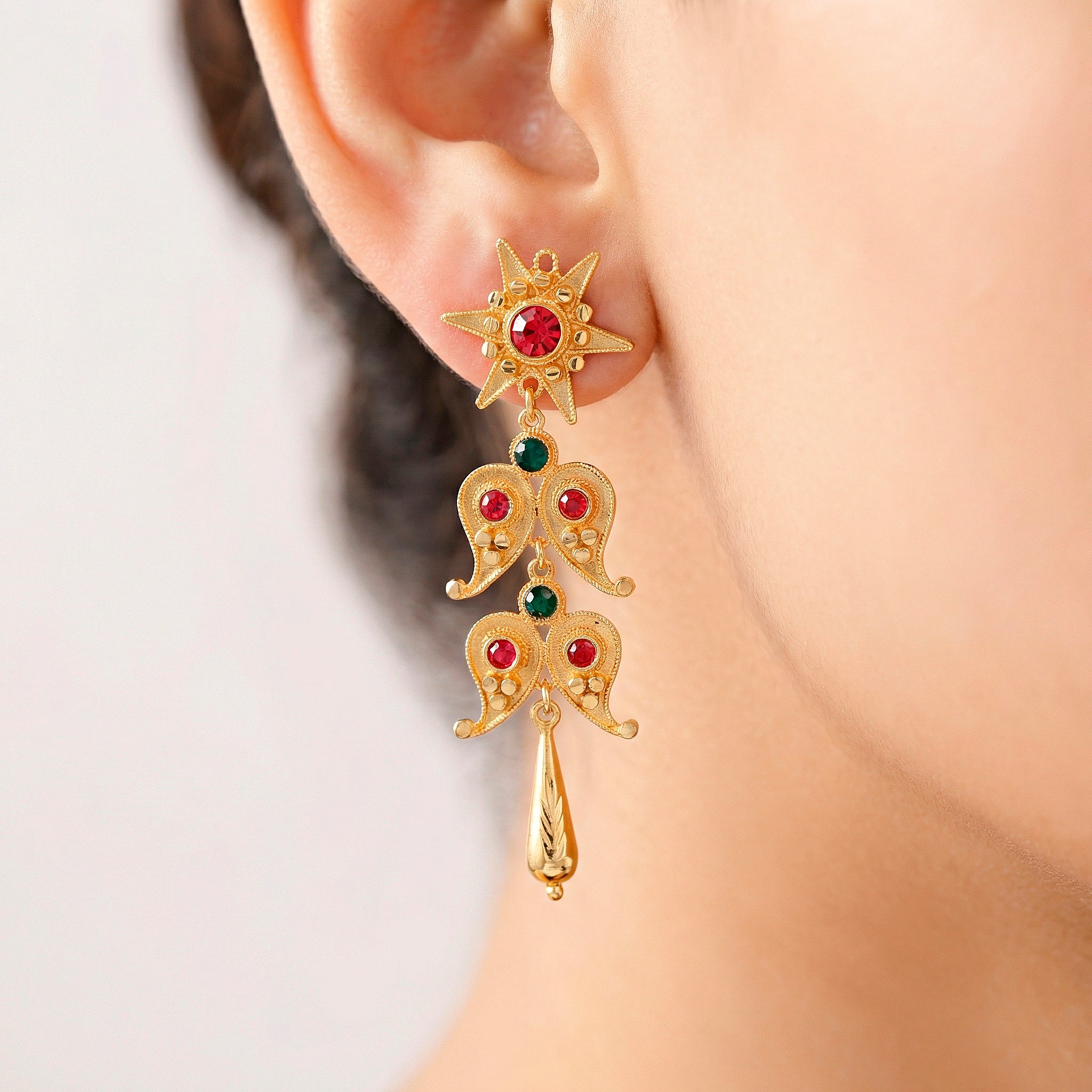 PRAO Earrings Anti-Tarnish Ethnic Paisley Danglers - Image 2