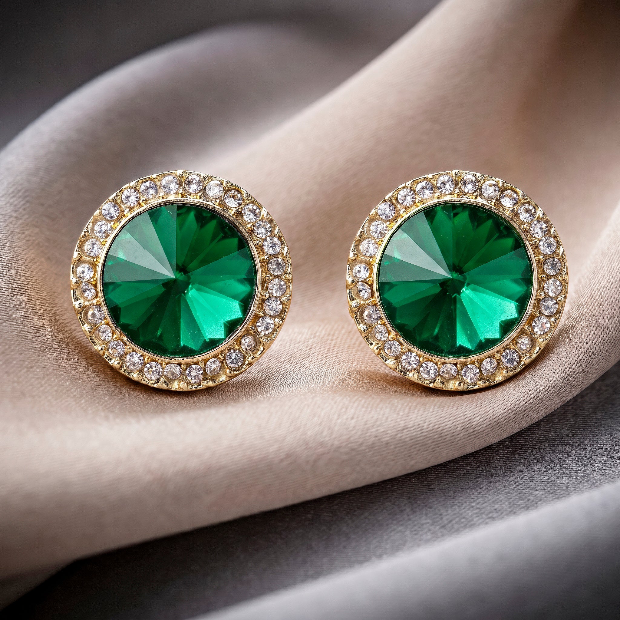 PRAO Earrings Anti-Tarnish Emerald Crystal Studs - Image 4