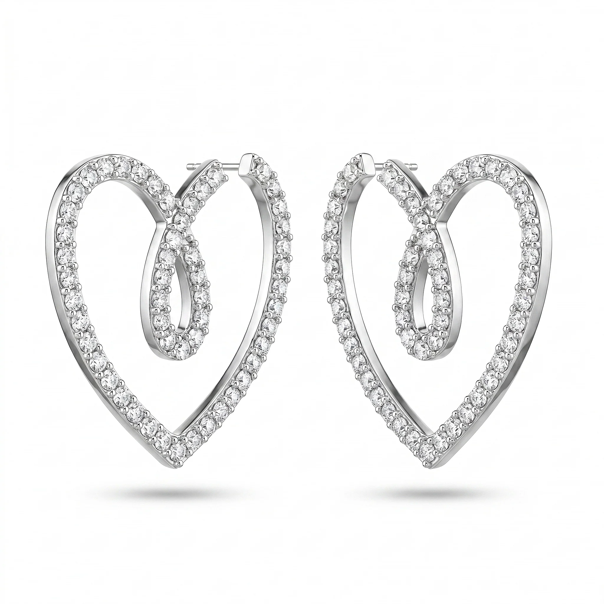 PRAO Earrings Anti-Tarnish Crystal Heart Loop Statement