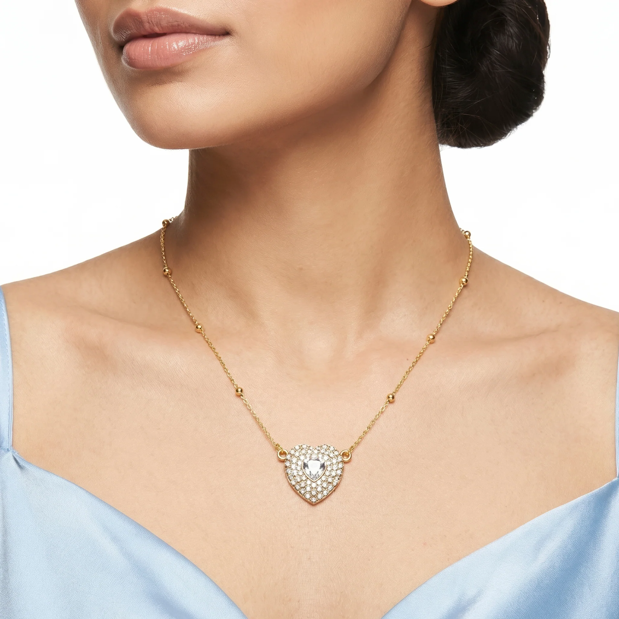 PRAO Necklace Anti-Tarnish Heart Crystal Pendant Satellite - Image 4