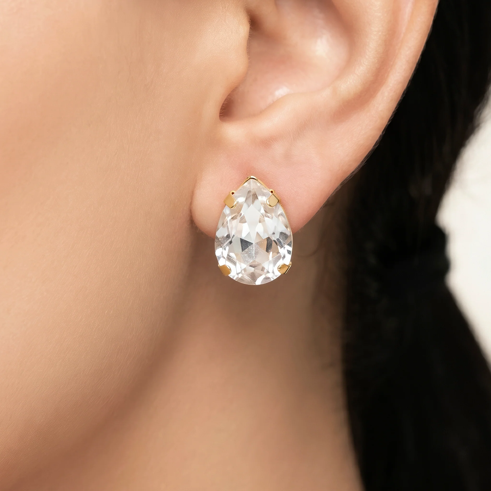 PRAO Necklace Anti-Tarnish Double-Strand Pearl With Teardrop Crystal Pendant Set With Earrings - Image 3