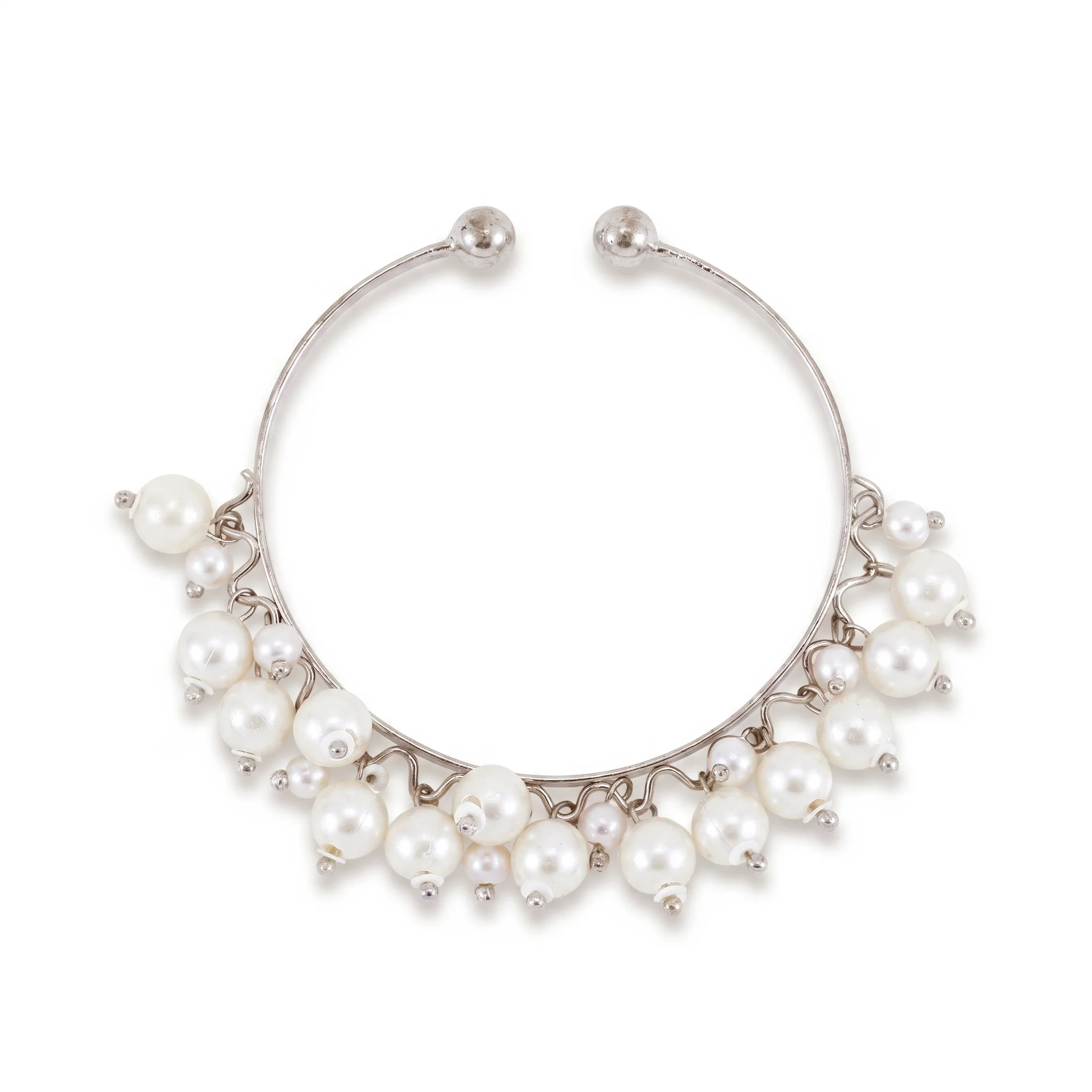 PRAO Bracelet Anti-Tarnish Faux Pearl Bunch Openable Bangle (Adjustable Size) - Image 3