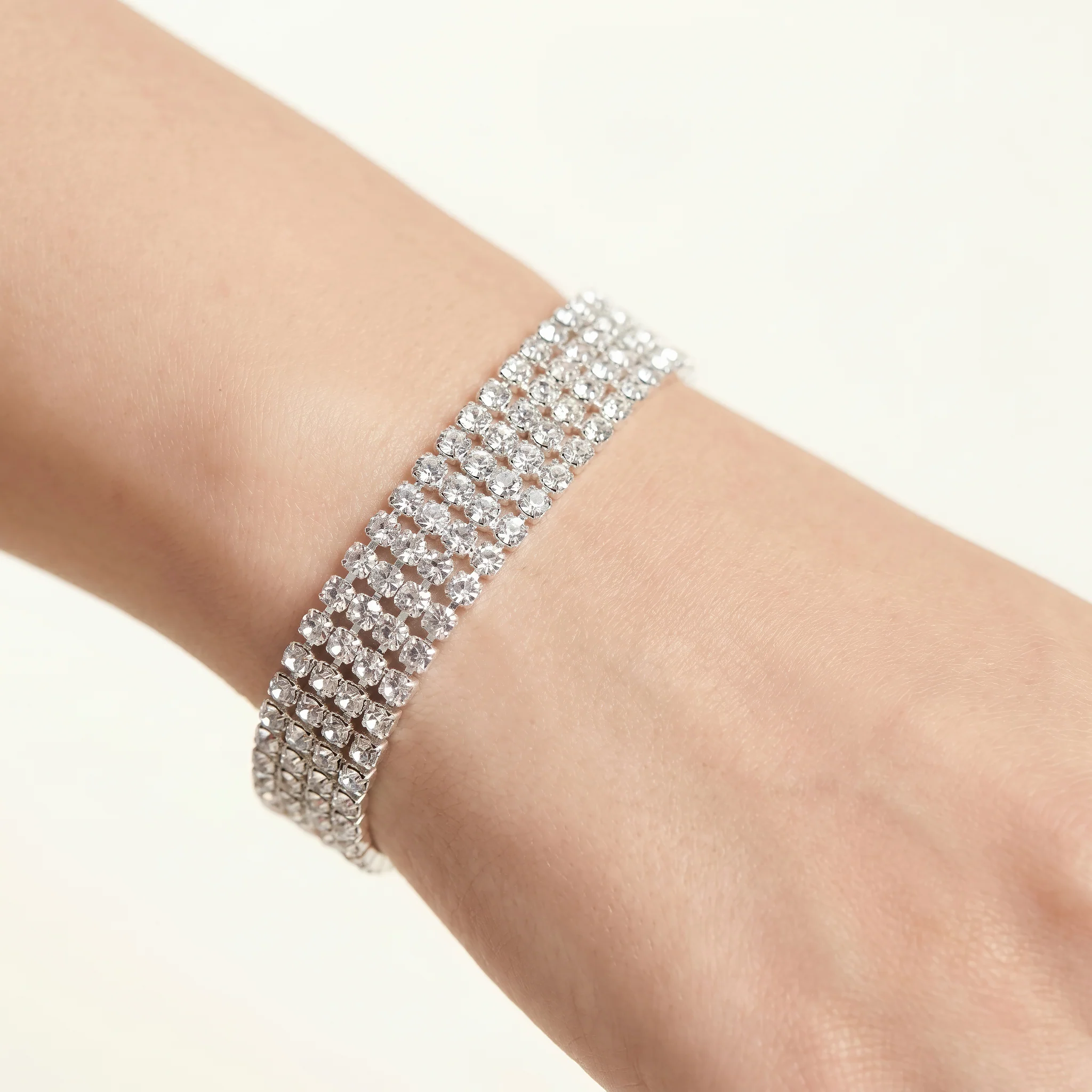 PRAO Bracelet Anti-Tarnish Three-Row Crystal Tennis (Adjustable Size)